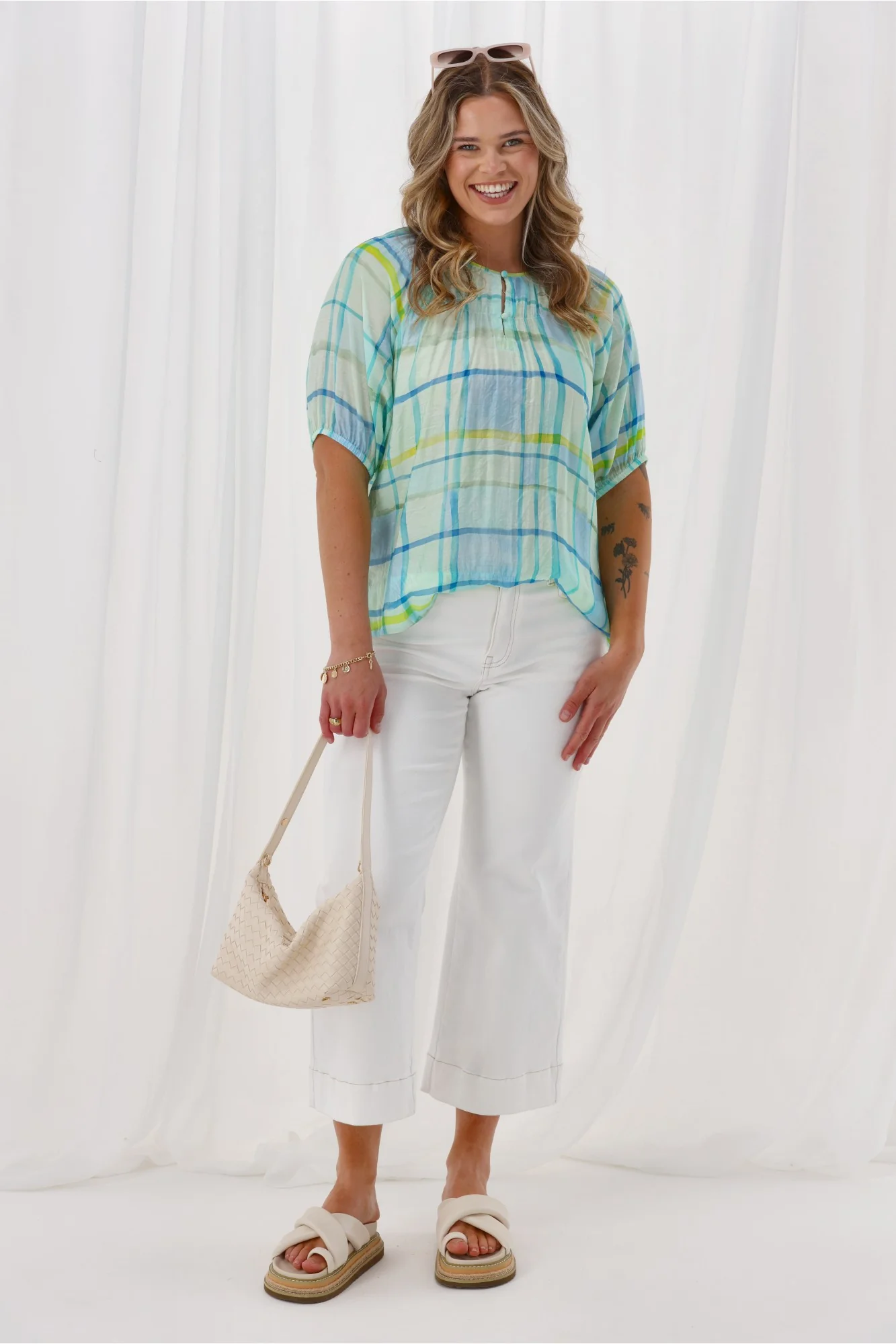 Shine On Label Katalina Top Blue Check - Image 3