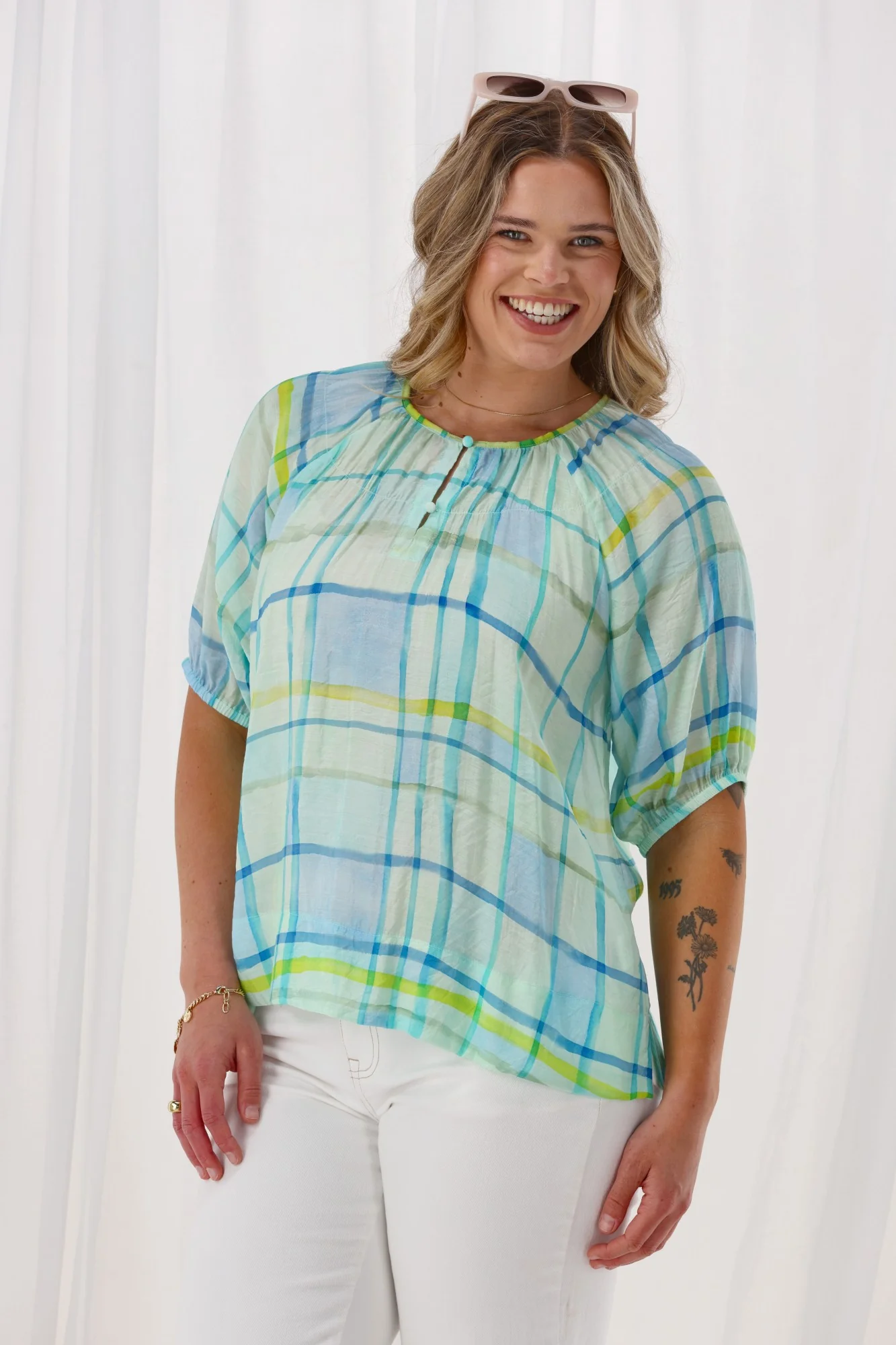 Shine On Label Katalina Top Blue Check - Image 4