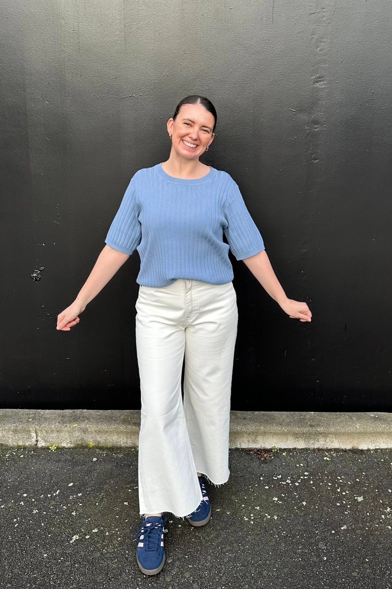 Shine On Label Katie Rib Knit Tee Pale Blue - Image 4