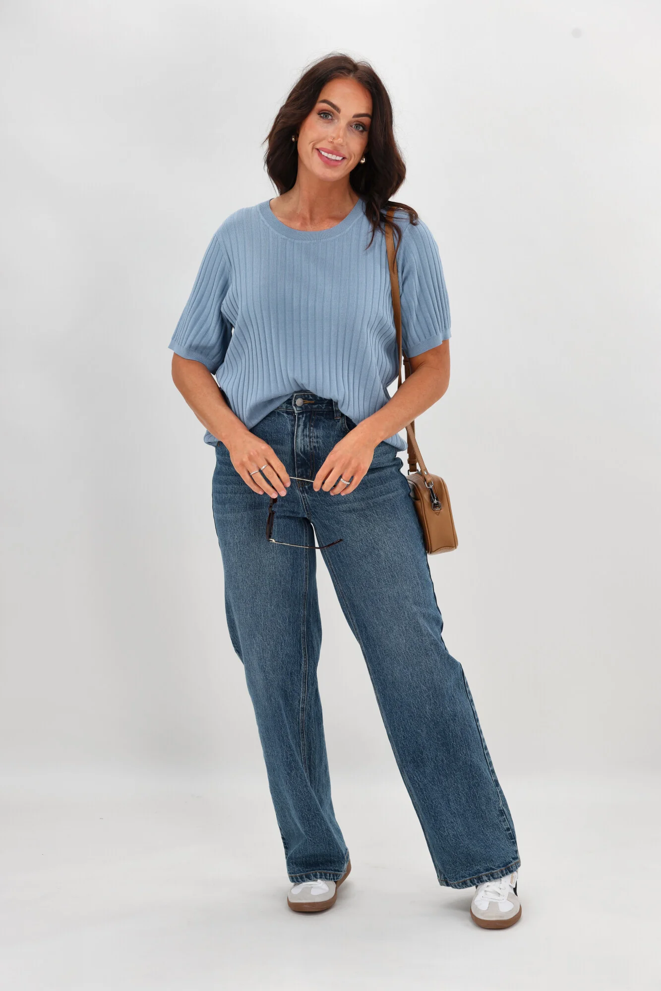 Shine On Label Katie Rib Knit Tee Pale Blue - Image 5