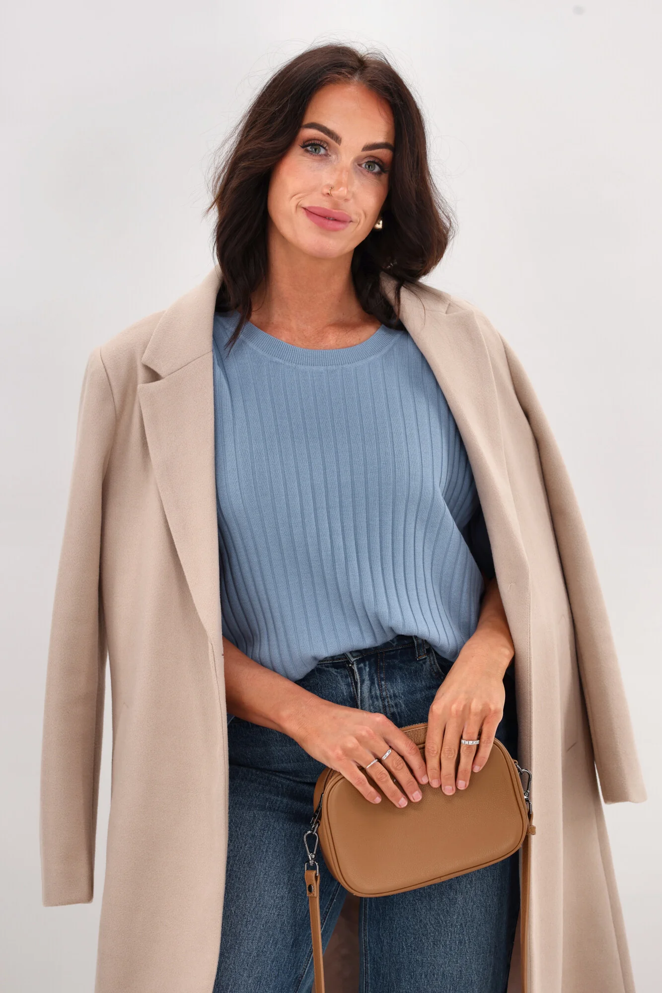 Shine On Label Katie Rib Knit Tee Pale Blue - Image 7