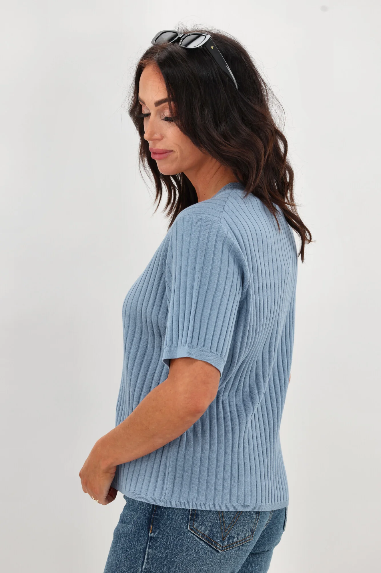 Shine On Label Katie Rib Knit Tee Pale Blue - Image 9