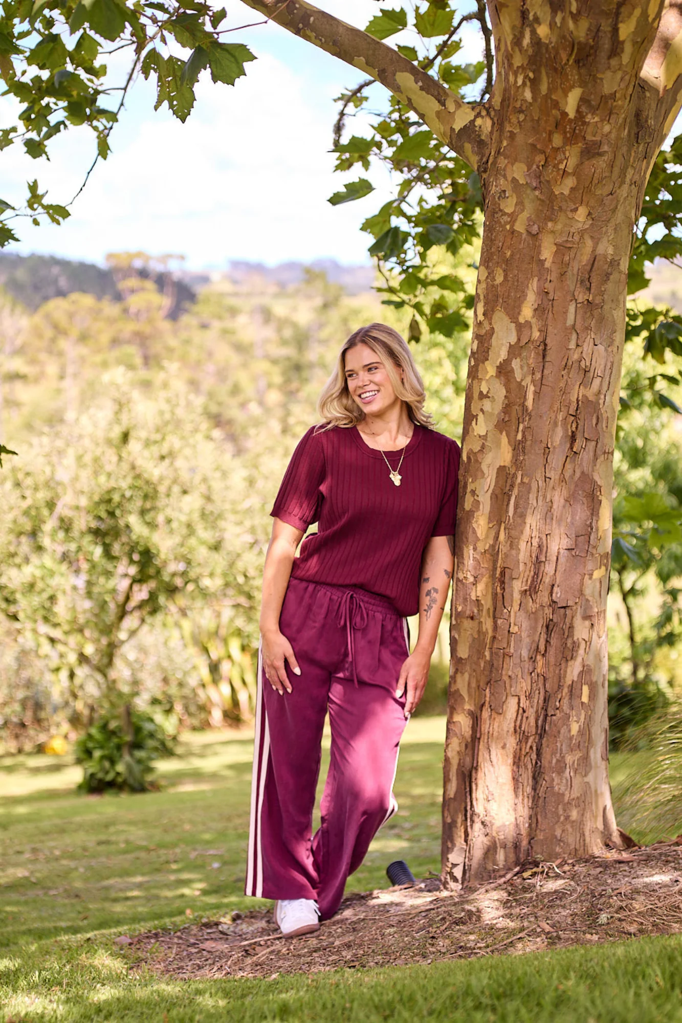 Shine On Label Katie Rib Top Berry - Image 3
