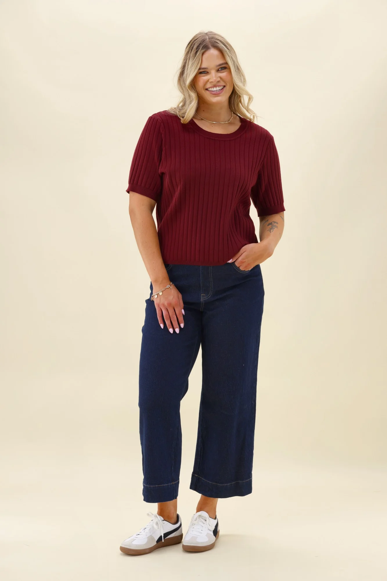 Shine On Label Katie Rib Top Berry - Image 7