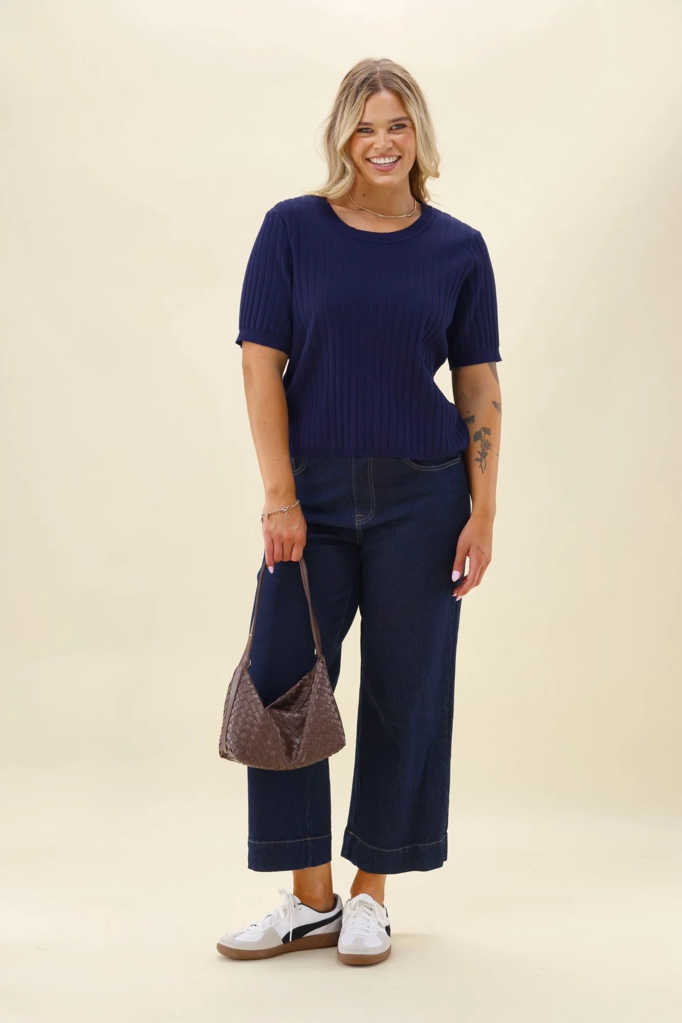 Shine On Label Katie Rib Top Navy - Image 3
