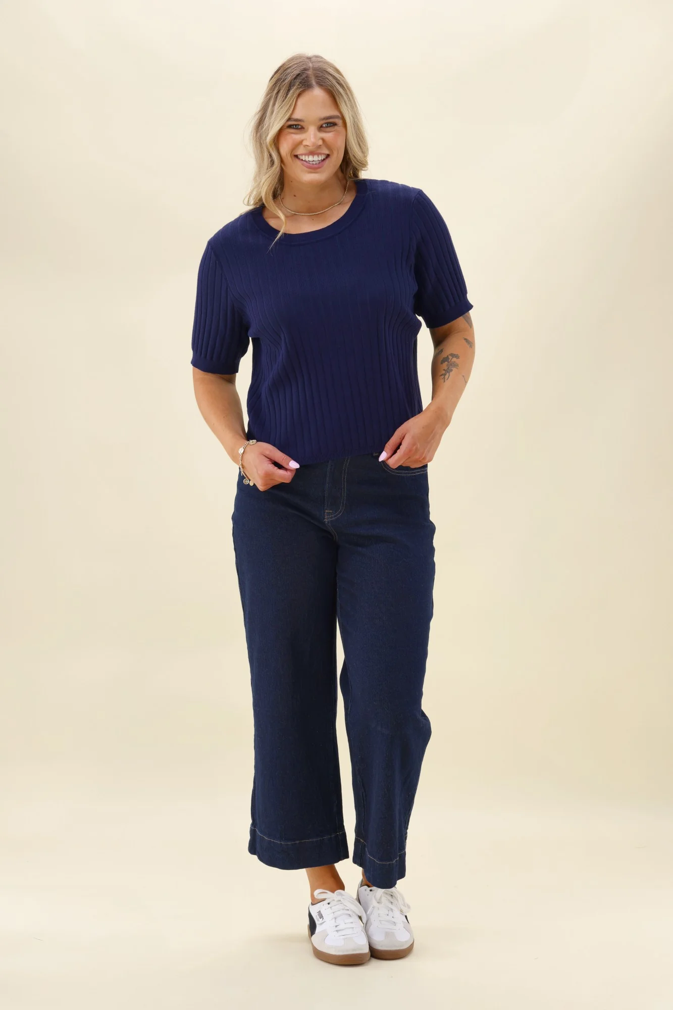 Shine On Label Katie Rib Top Navy - Image 4