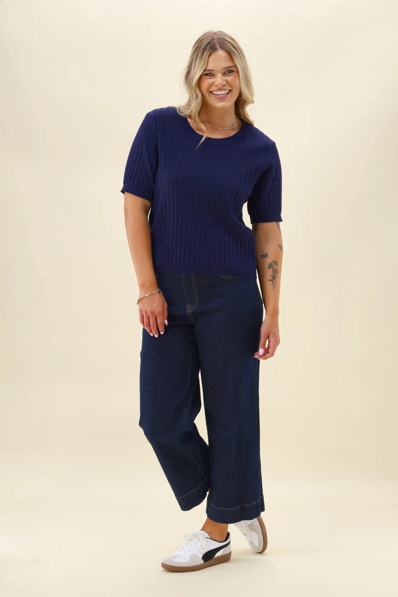 Shine On Label Katie Rib Top Navy - Image 5