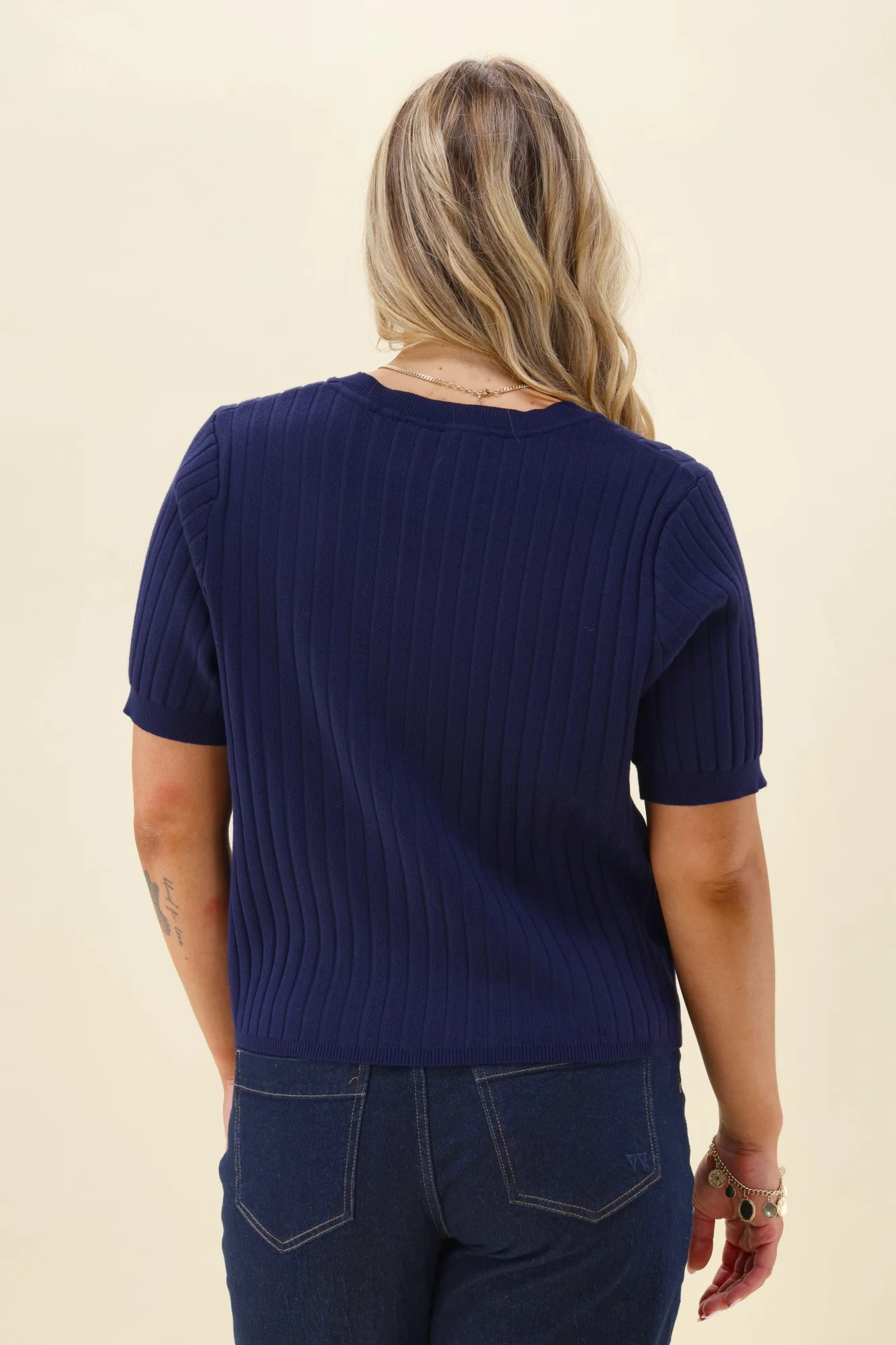 Shine On Label Katie Rib Top Navy - Image 7