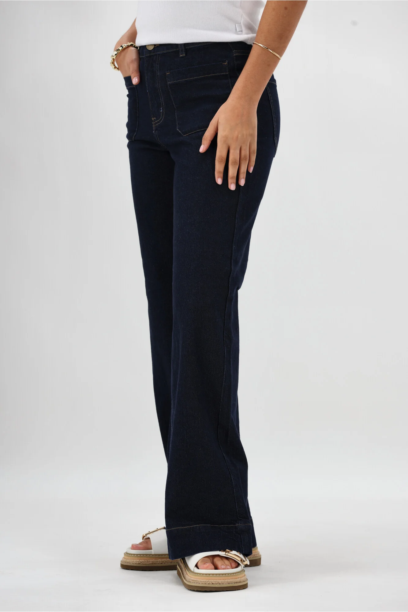 Shine On Label Kazniah Patch Pocket Wide Leg Jean Dark Indigo - Image 8
