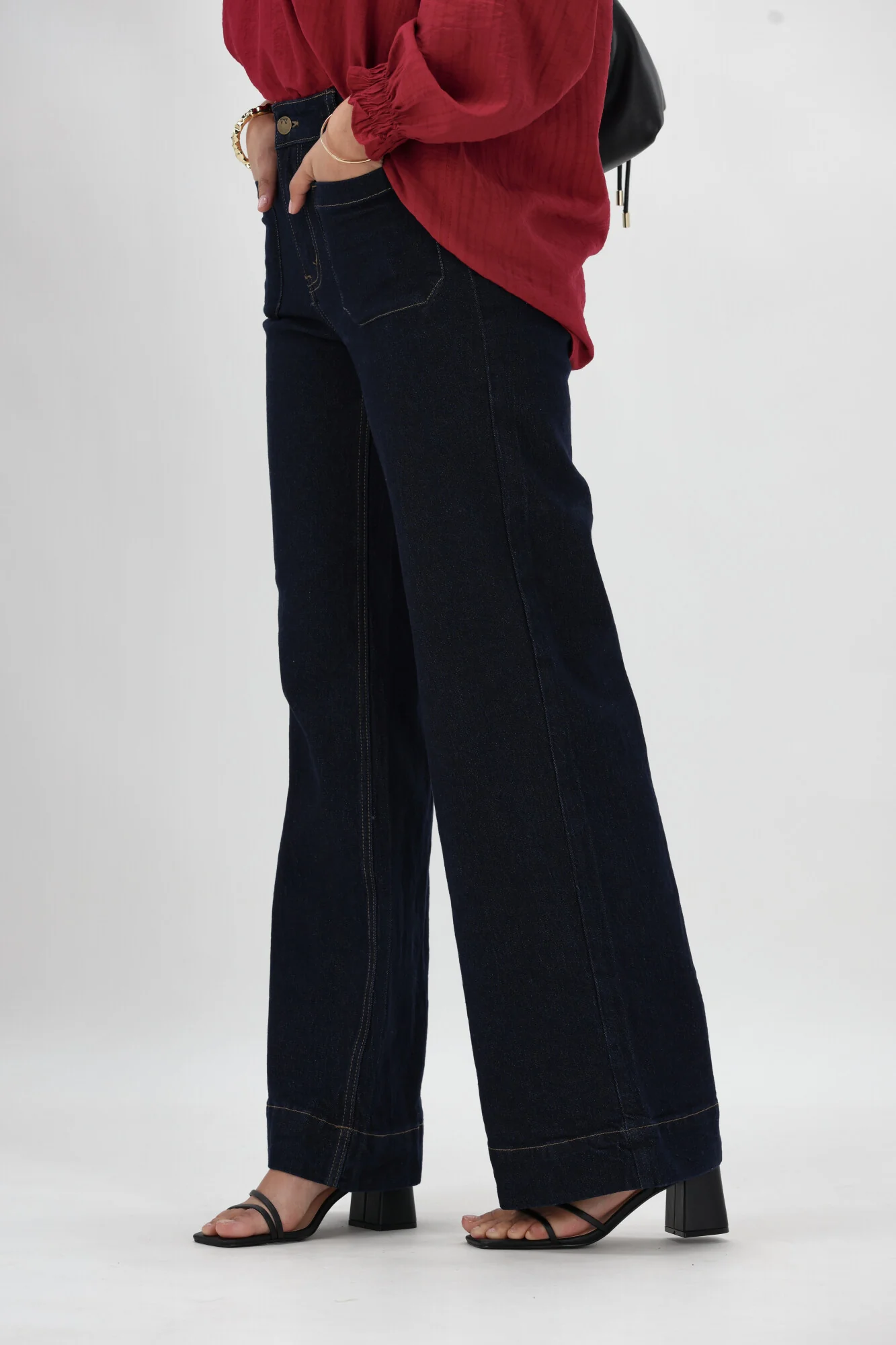 Shine On Label Kazniah Patch Pocket Wide Leg Jean Dark Indigo - Image 9