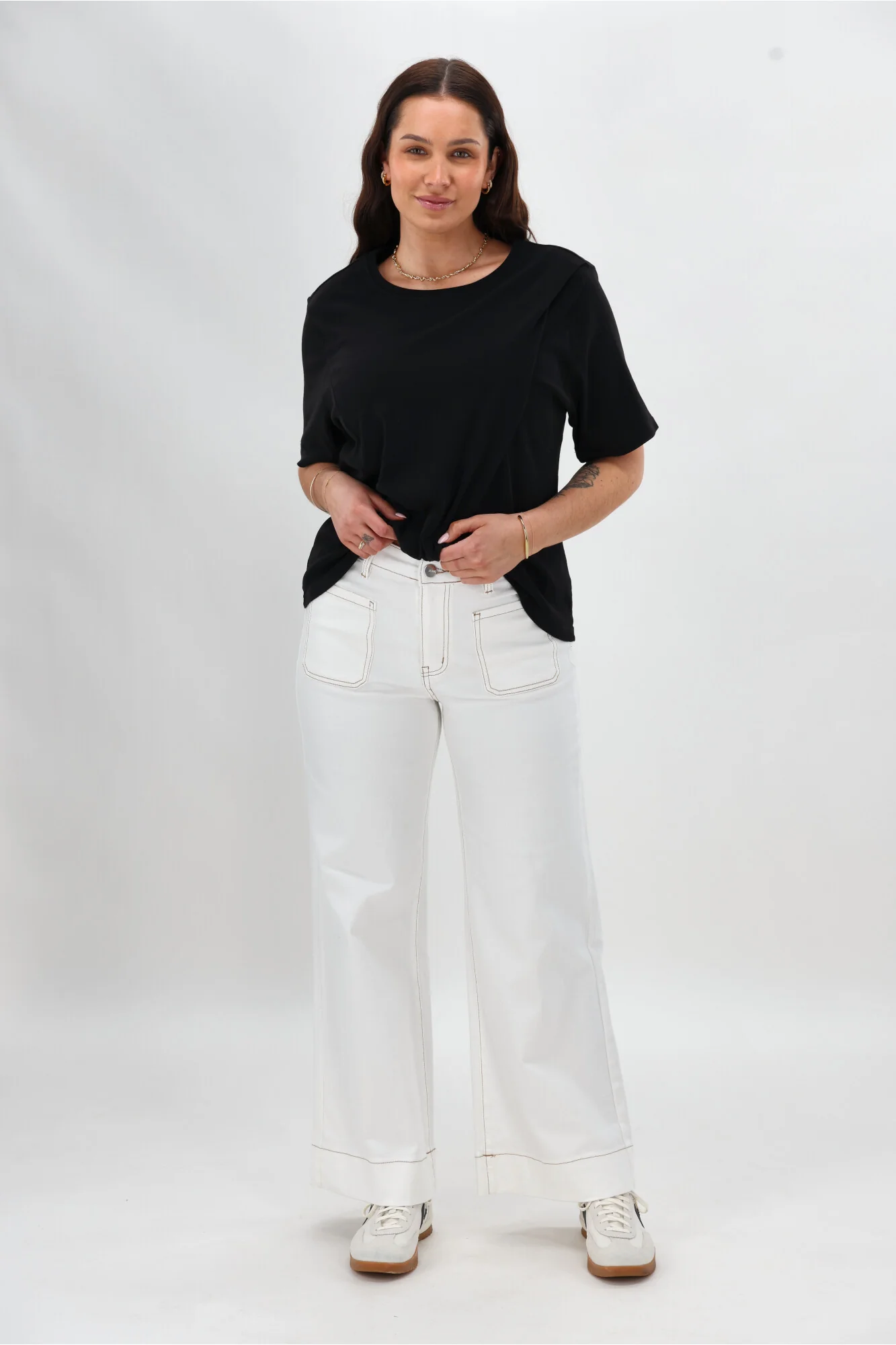 Shine On Label Kazniah Patch Pocket Wide Leg Jean Natural - Image 5