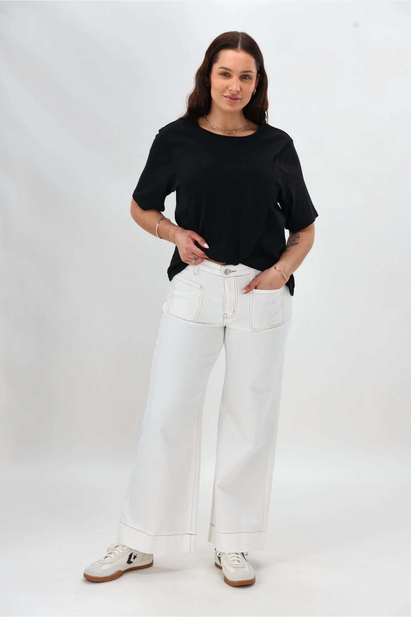 Shine On Label Kazniah Patch Pocket Wide Leg Jean Natural - Image 7