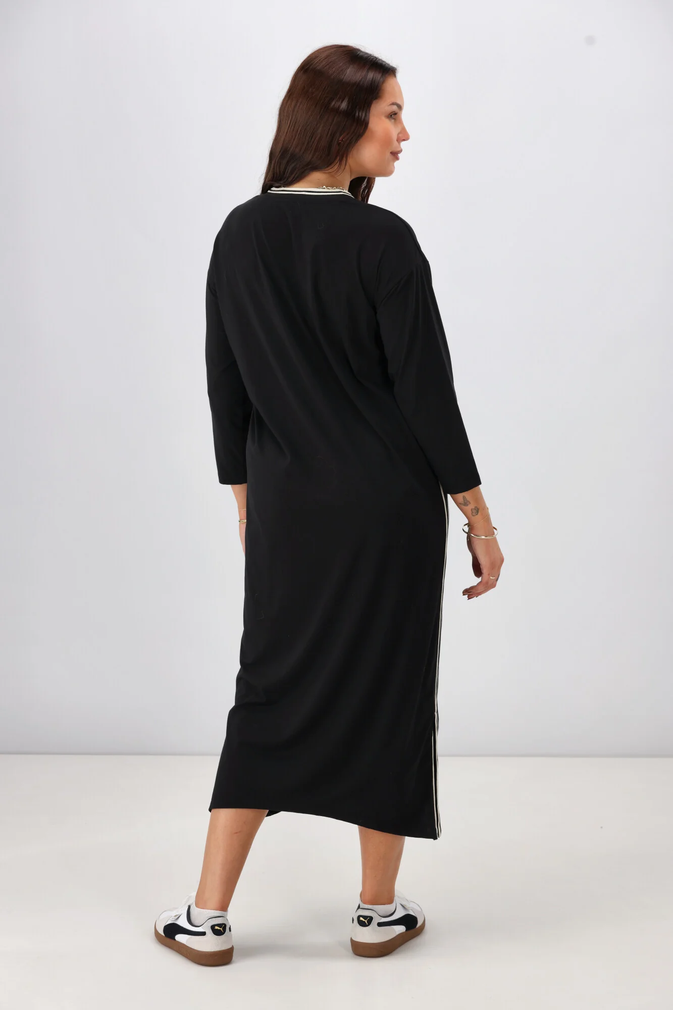 Shine On Label Kiki Knit Dress with Stripe Tape Neck Black - Image 8