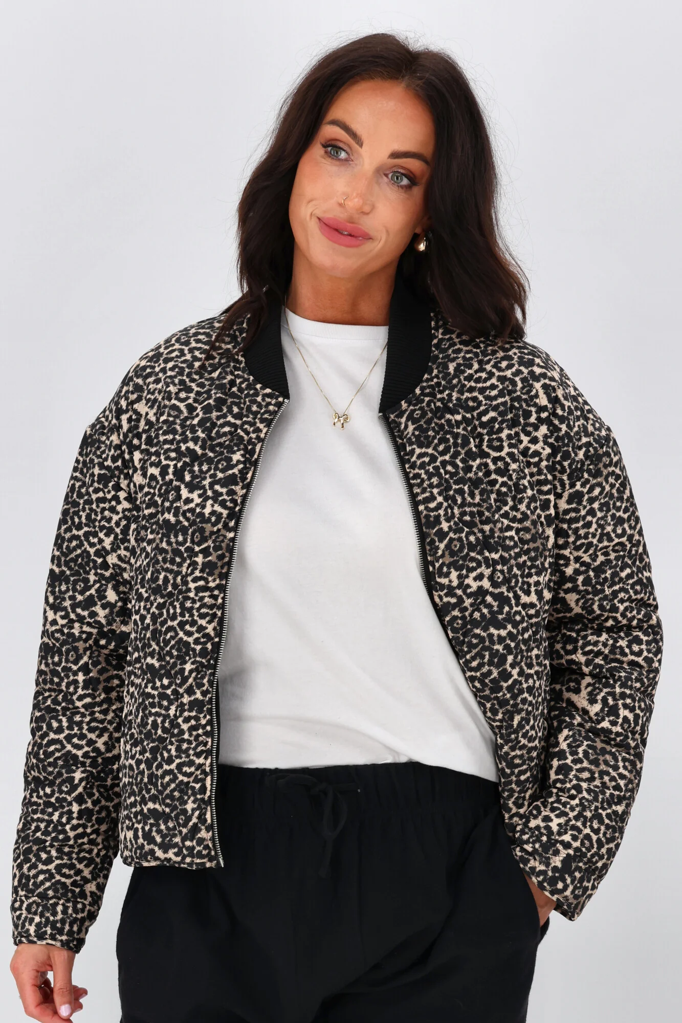 Shine On Label Kinsley Quilted Jacket Animal Print