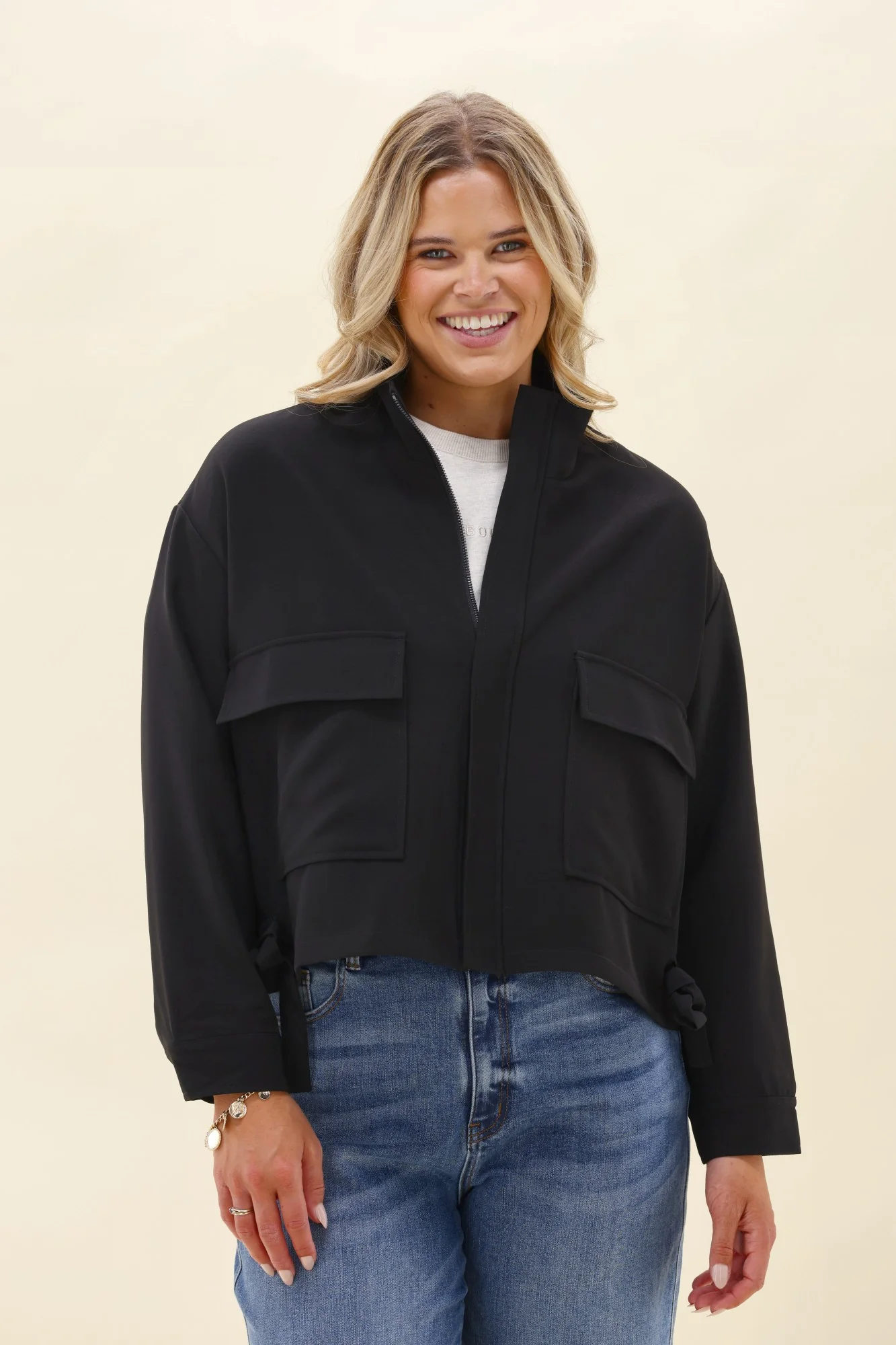 Shine On Label Kyrow Zip Through Jacket Black