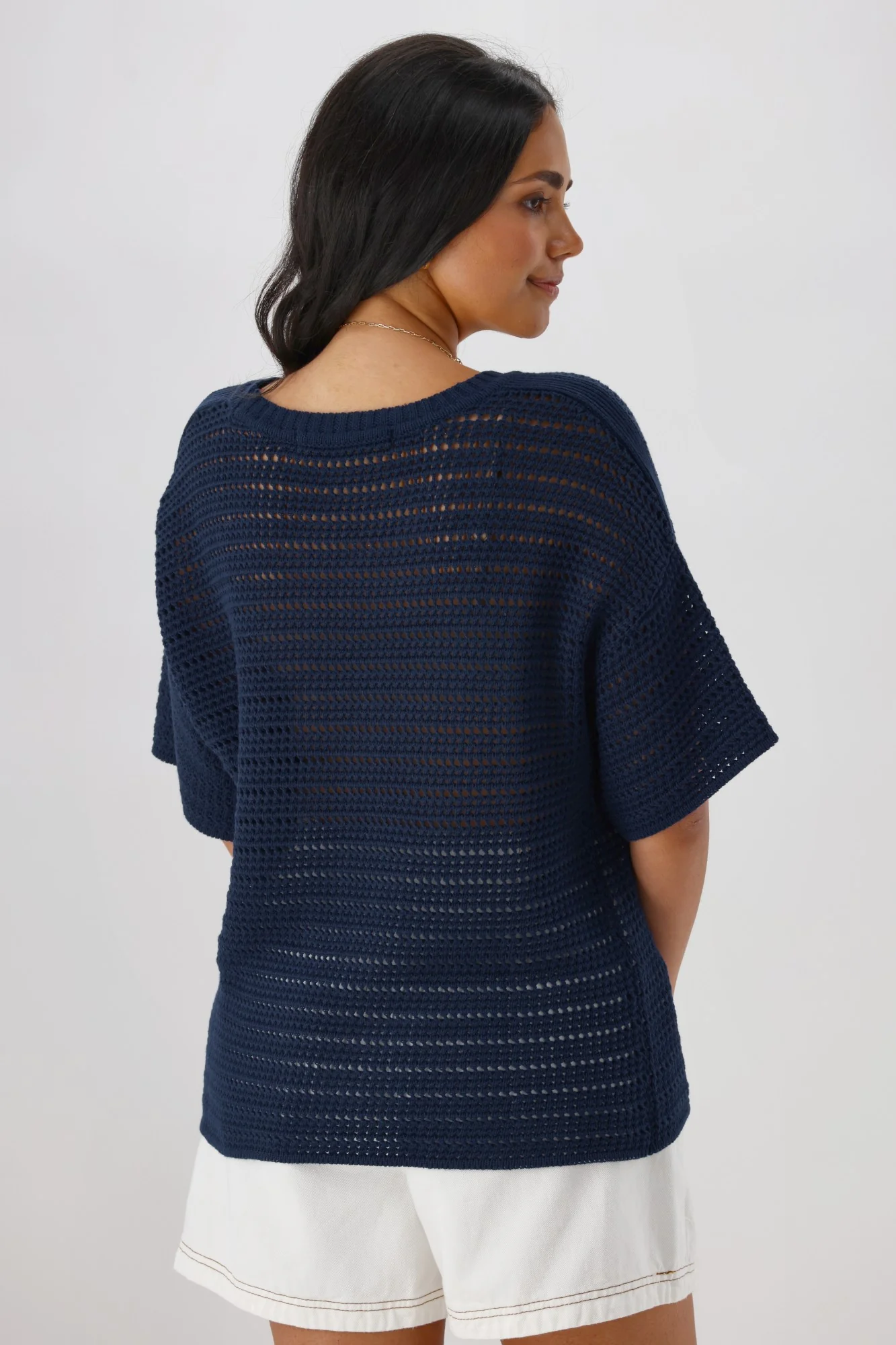 Shine On Label La Dolce Knit Top Navy - Image 6