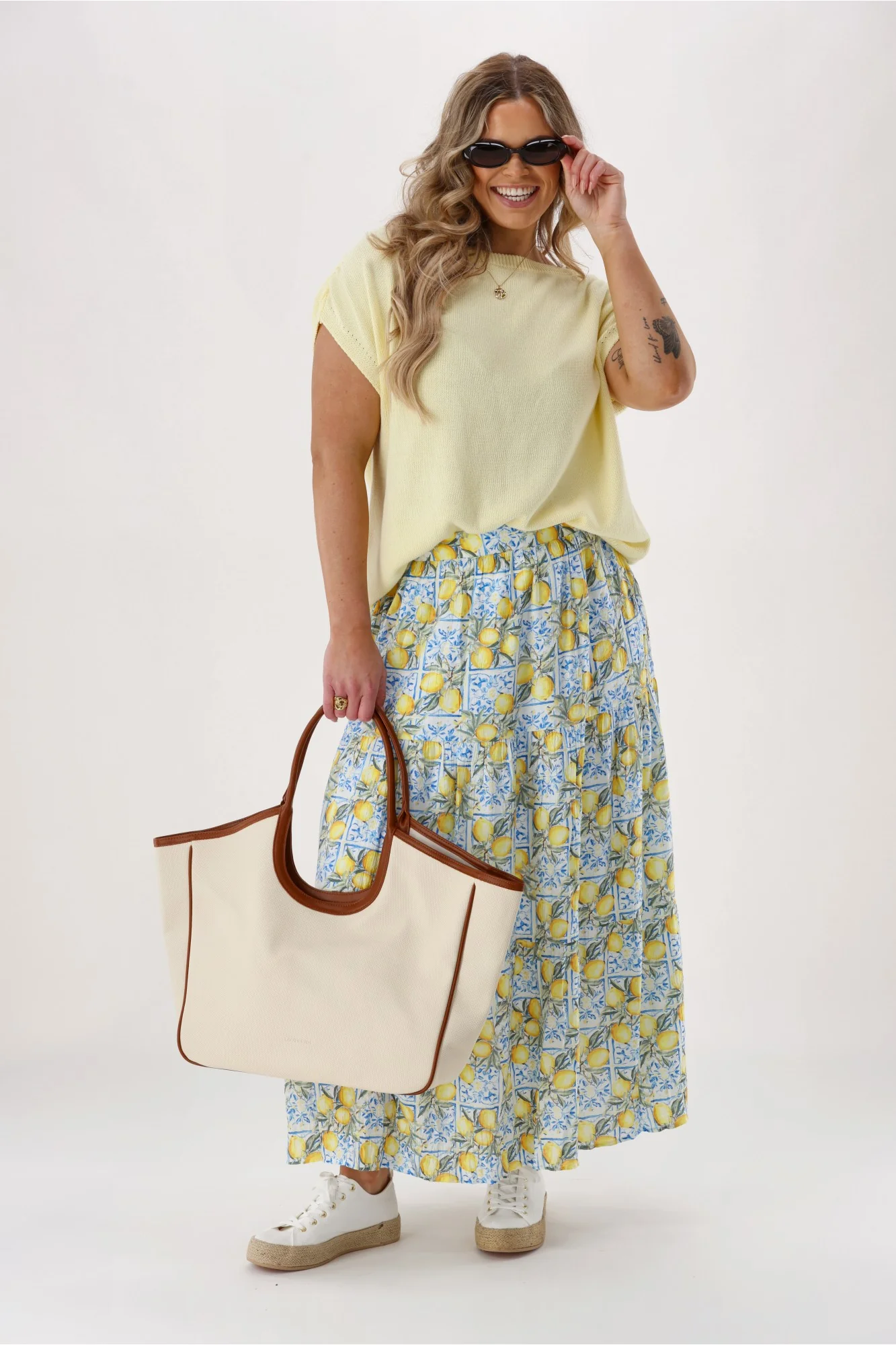 Shine On Label Lemonade Skirt Lemon And Blue Print - Image 4