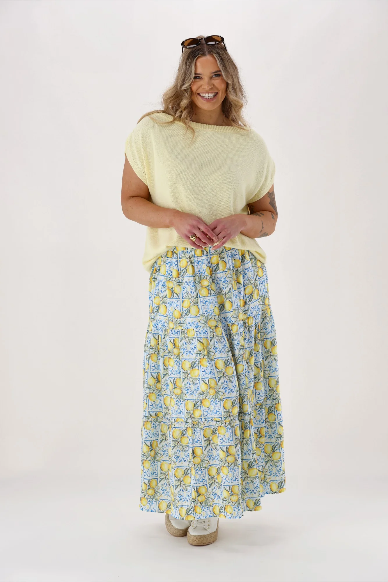 Shine On Label Lemonade Skirt Lemon And Blue Print - Image 5