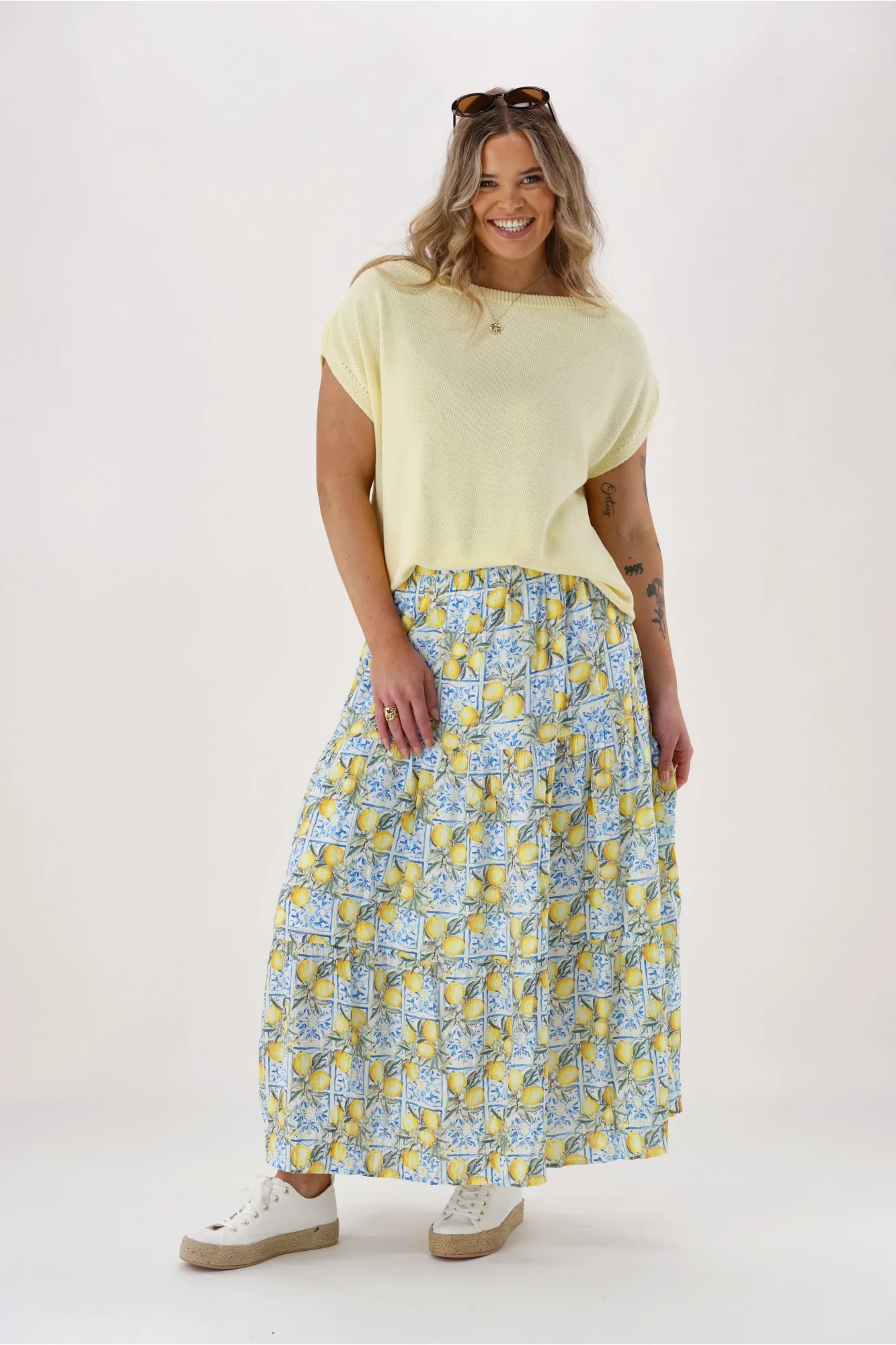Shine On Label Lemonade Skirt Lemon And Blue Print - Image 7