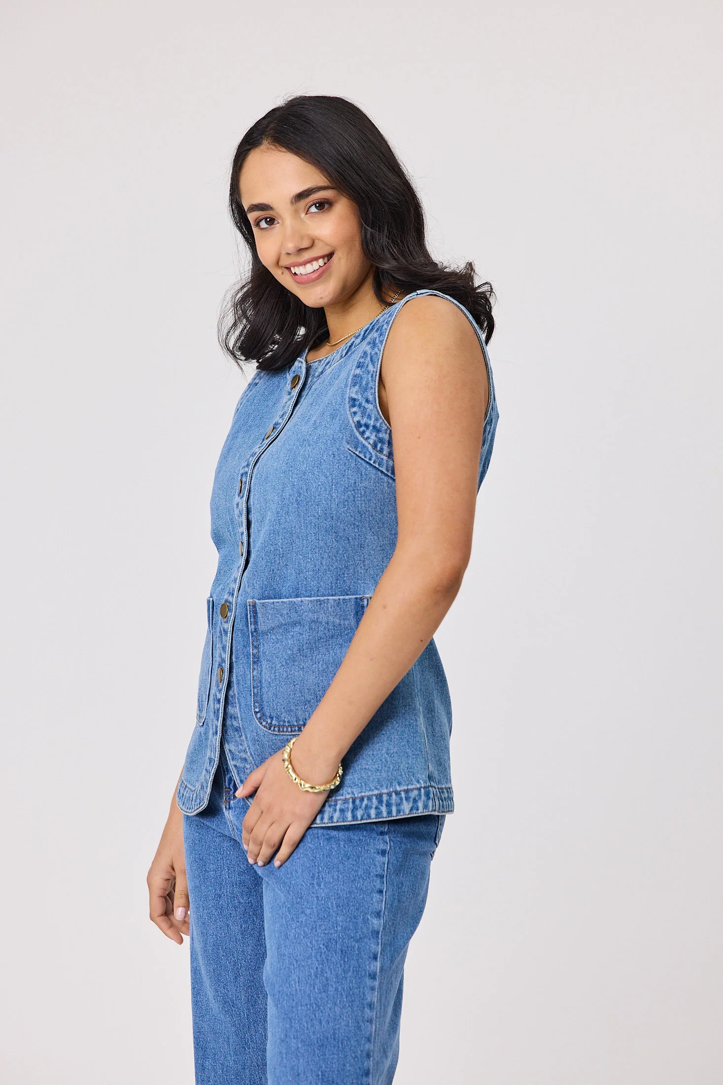 Shine On Label Liani Denim Vest Washed Blue - Image 4