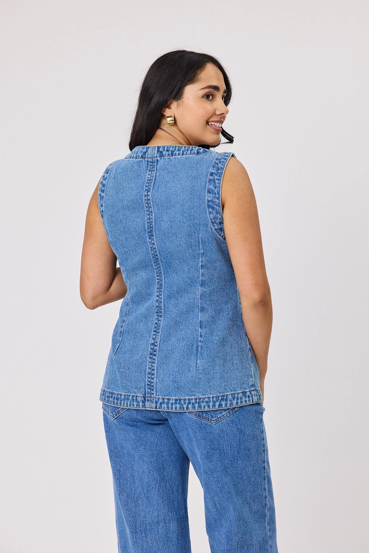 Shine On Label Liani Denim Vest Washed Blue - Image 5
