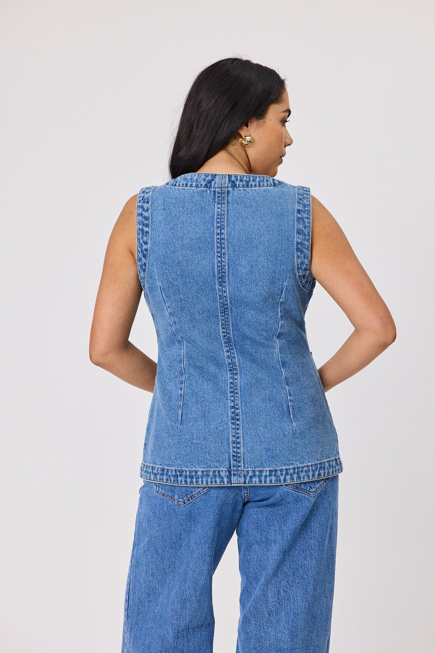 Shine On Label Liani Denim Vest Washed Blue - Image 6