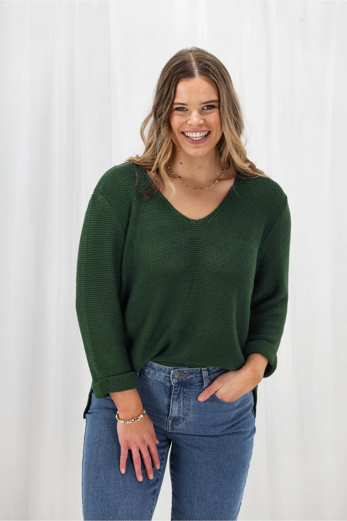Shine On Label Lilith V Neck Knit Emerald Green - Image 2