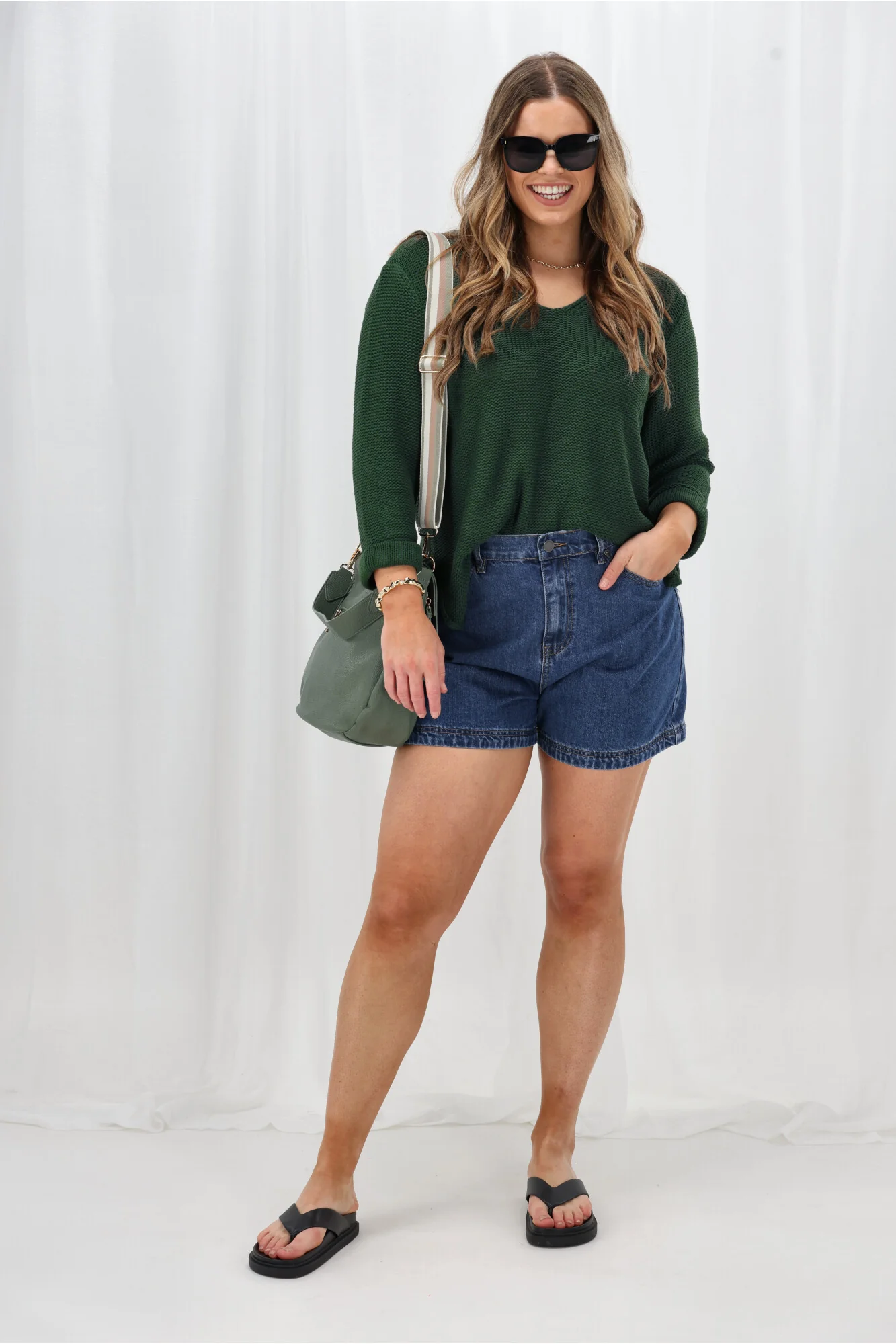 Shine On Label Lilith V Neck Knit Emerald Green - Image 3