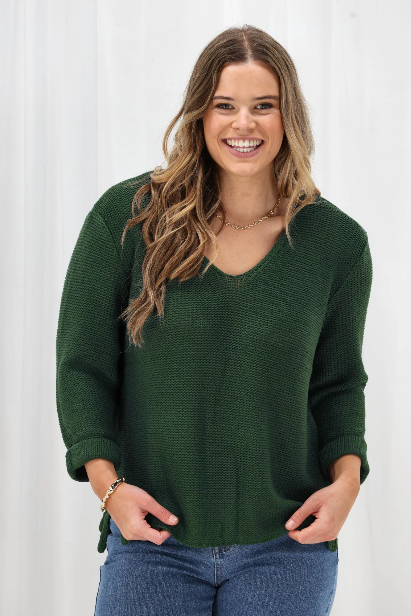 Shine On Label Lilith V Neck Knit Emerald Green - Image 4