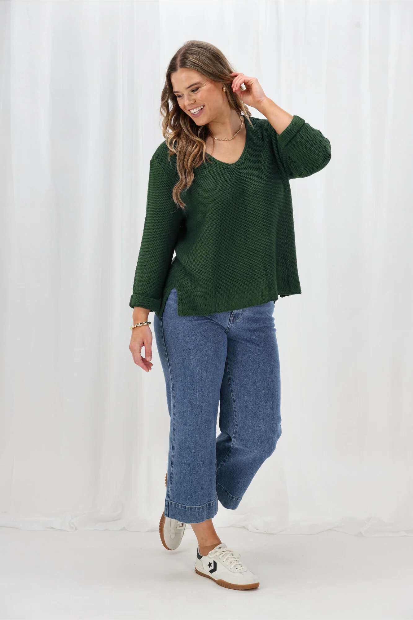 Shine On Label Lilith V Neck Knit Emerald Green - Image 6