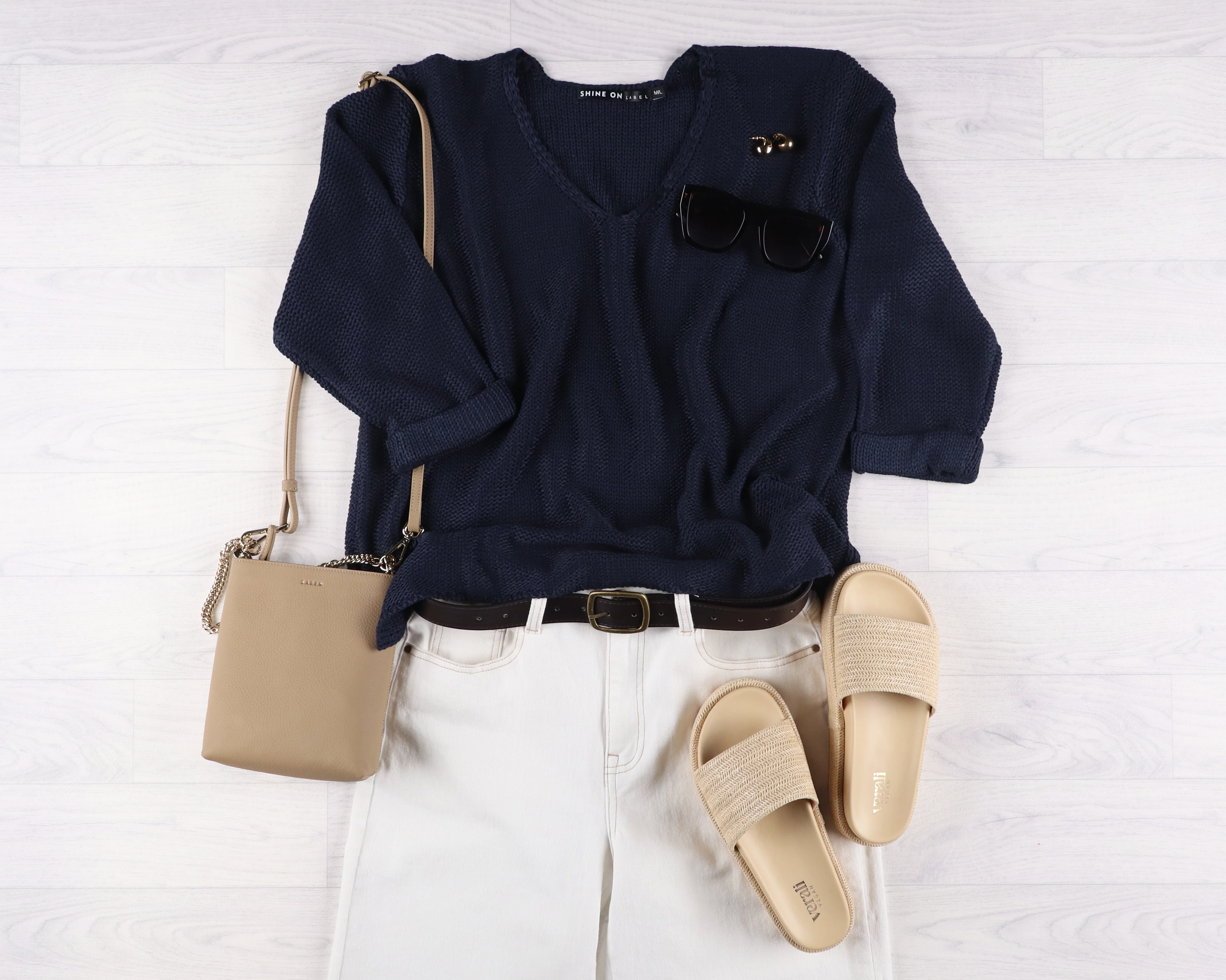Shine On Label Lilith V Neck Knit Navy - Image 8