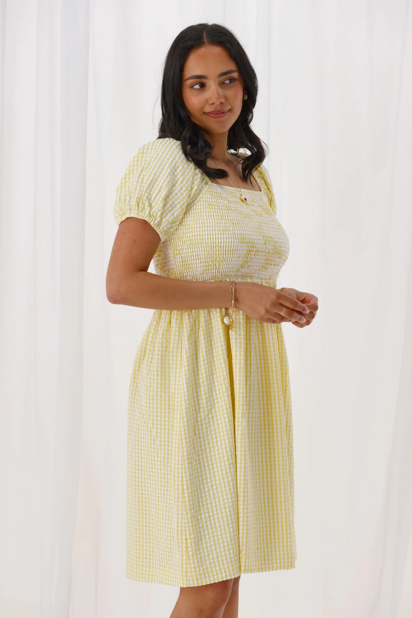 Shine On Label Lina Dress Yellow White Stripe - Image 4