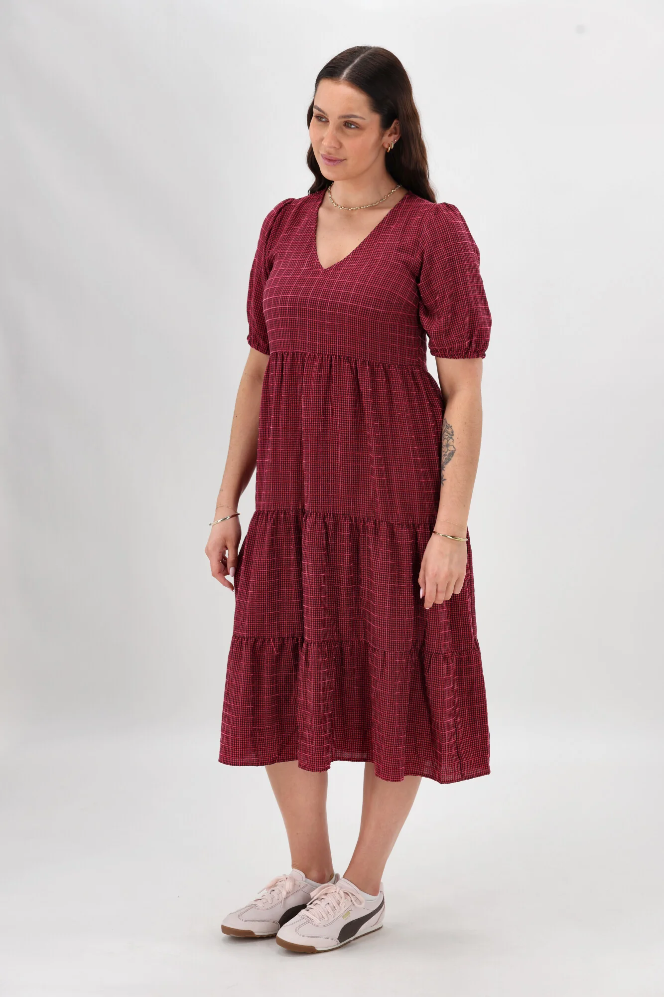 Shine On Label Luca Dress Pink Navy Check - Image 5