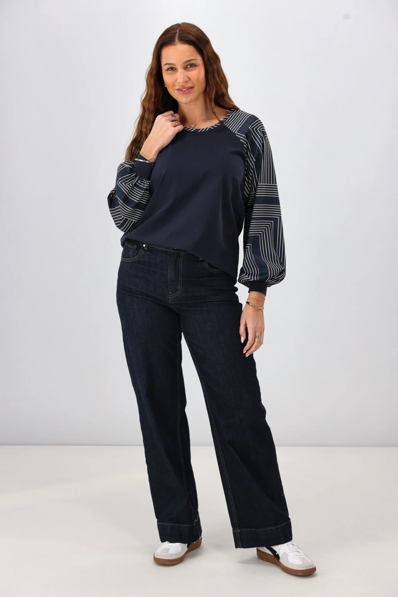 Shine On Label Mackenzie Geo Print Sleeve Top Ink - Image 6