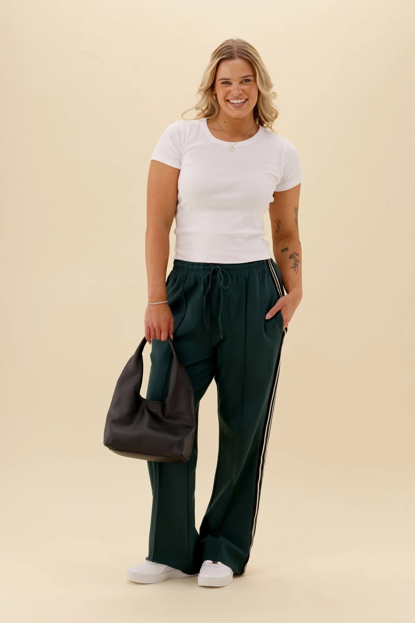 Shine On Label Maja Side Stripe Pants Green - Image 2