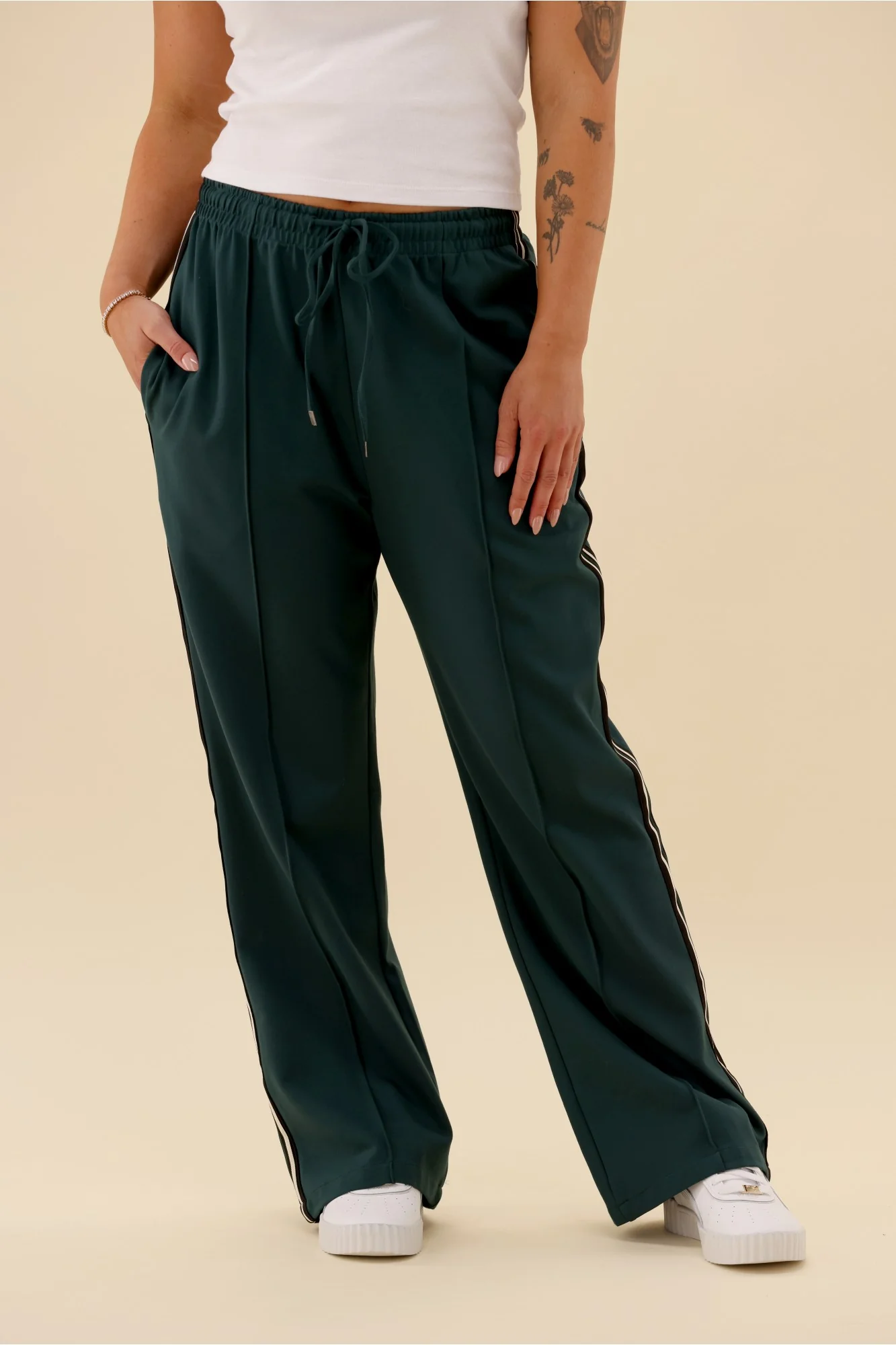 Shine On Label Maja Side Stripe Pants Green - Image 3
