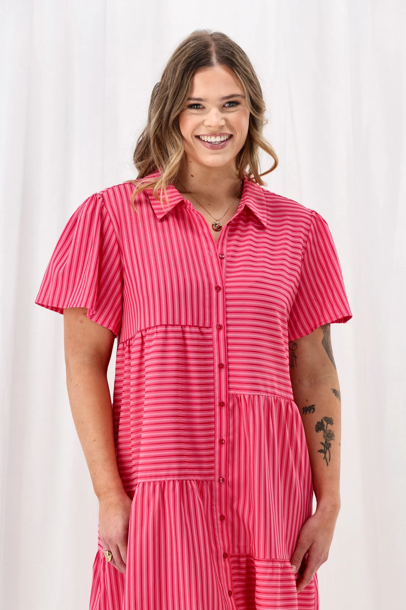 Shine On Label Mandi Multi Stripe Dress Pink - Image 3