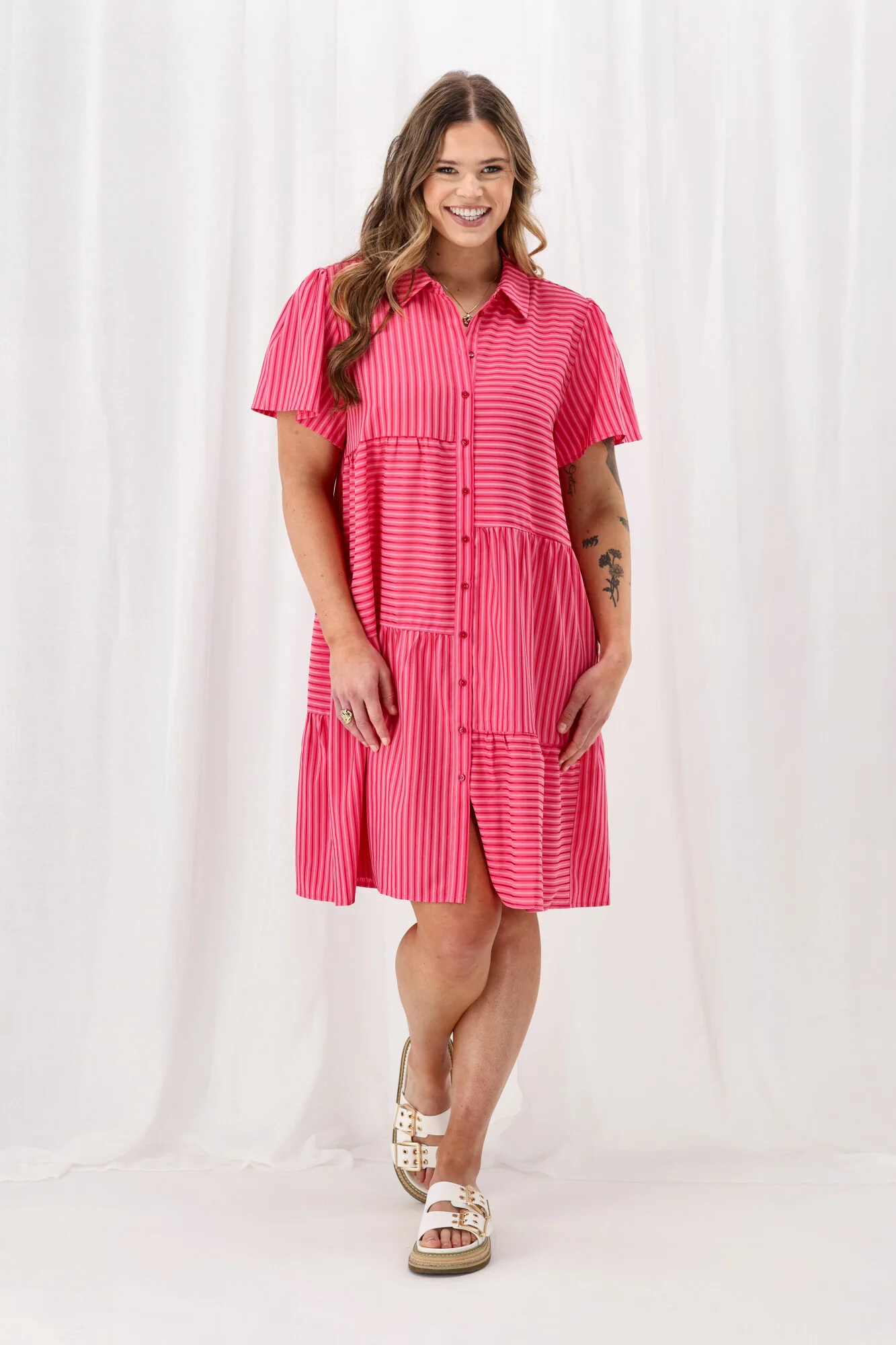 Shine On Label Mandi Multi Stripe Dress Pink - Image 4