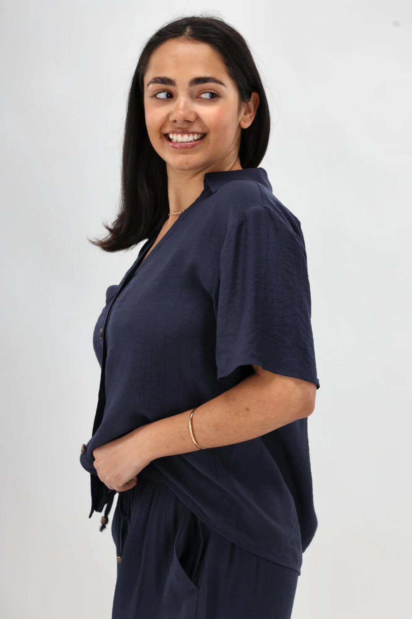 Shine On Label Marcia Cropped Shirt MIdnight - Image 8