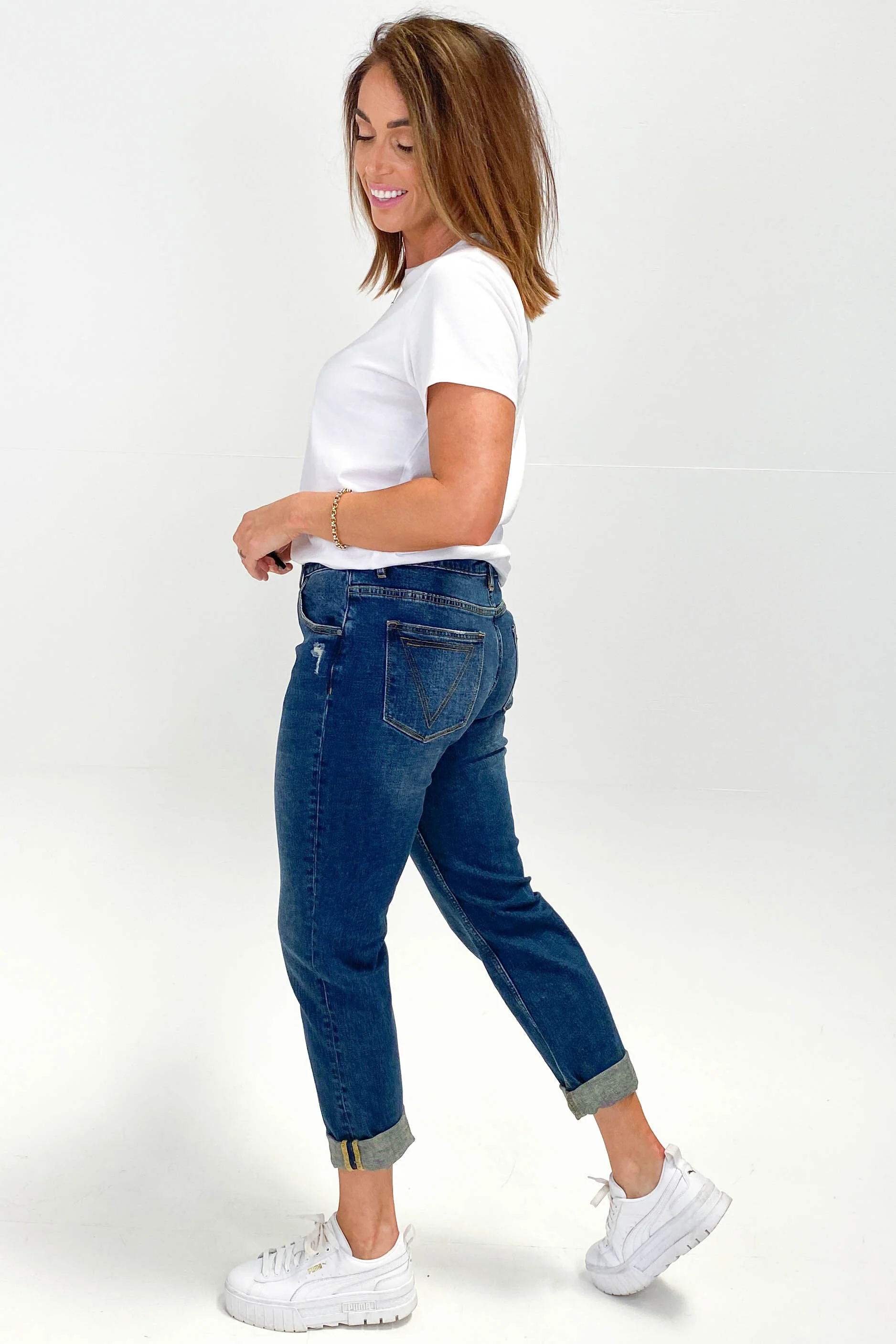 Shine On Label Marlowe Boyfriend Jean Vintage Indigo - Image 10