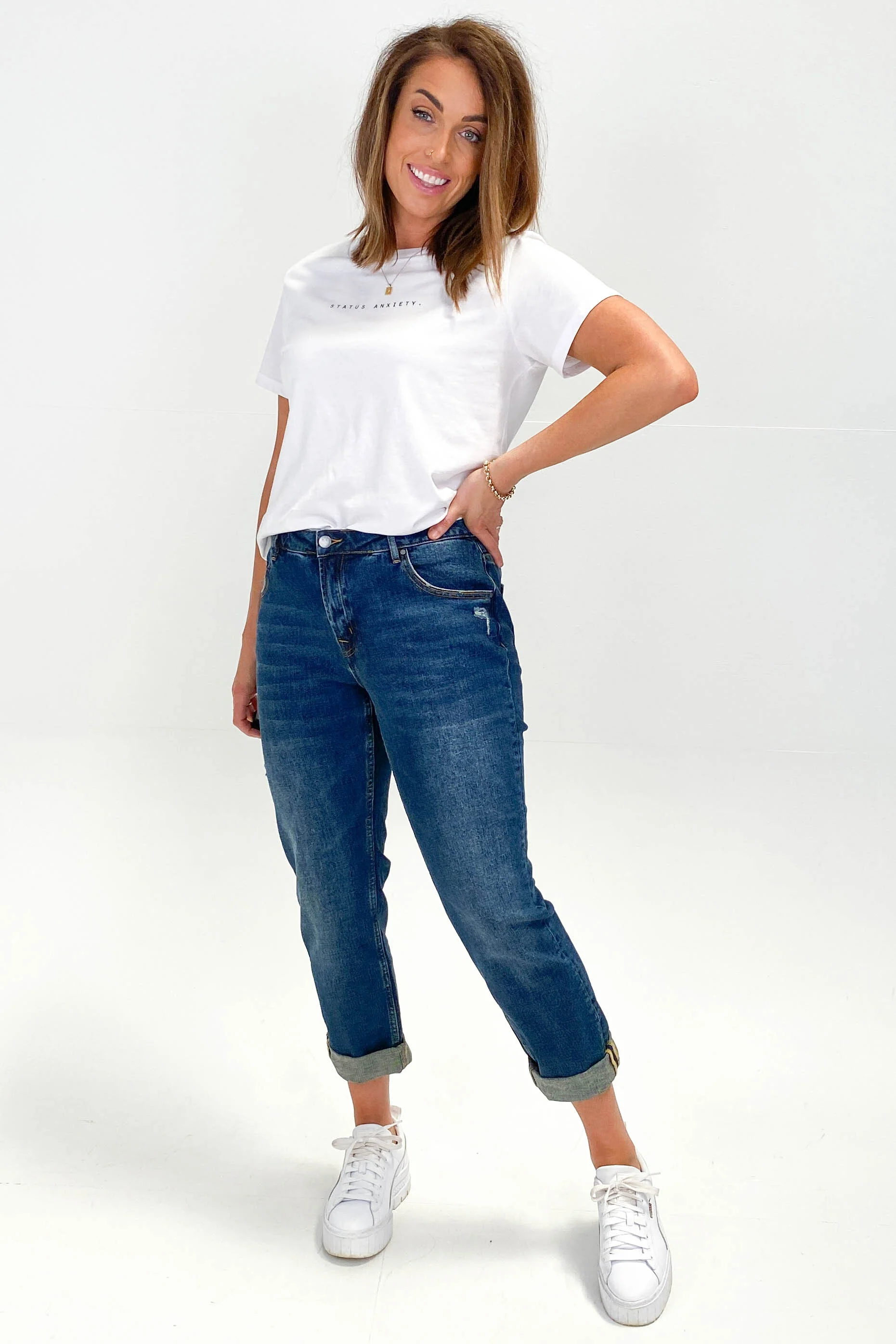 Shine On Label Marlowe Boyfriend Jean Vintage Indigo - Image 11