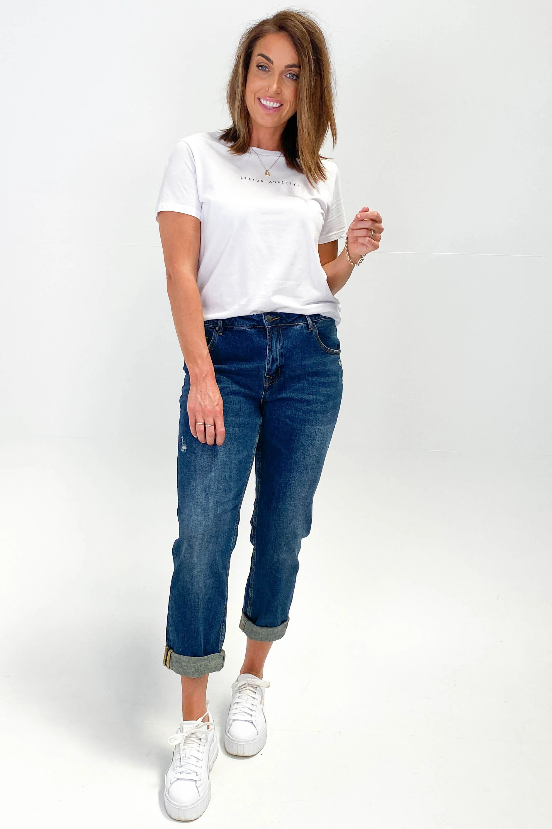 Shine On Label Marlowe Boyfriend Jean Vintage Indigo - Image 4