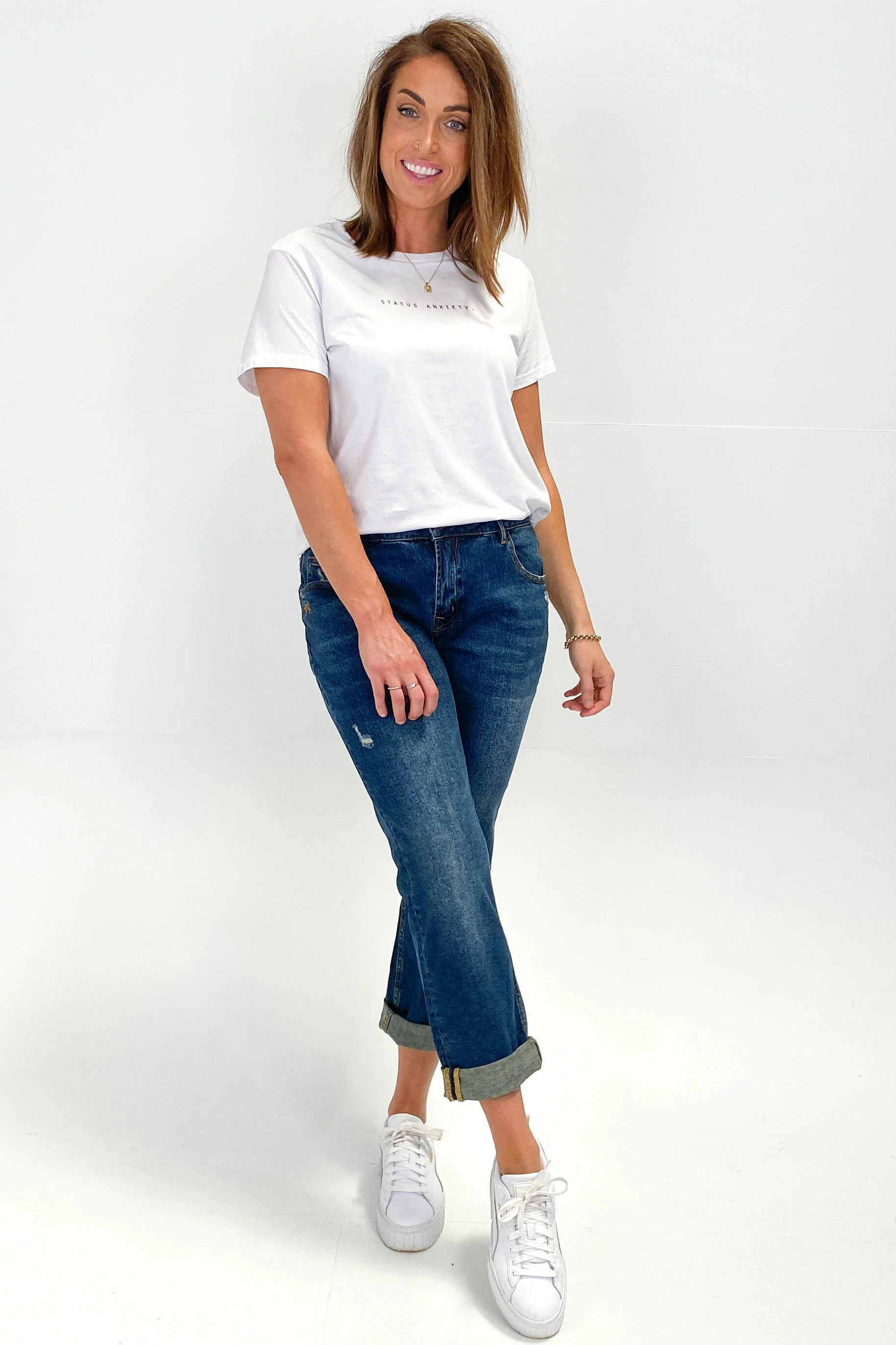 Shine On Label Marlowe Boyfriend Jean Vintage Indigo - Image 7