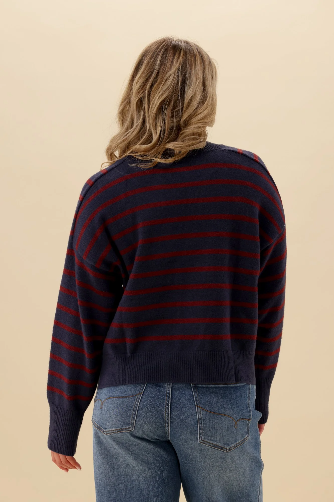 Shine On Label Meli Stripe Knitwear Midnight With Wine Stripe - Image 6