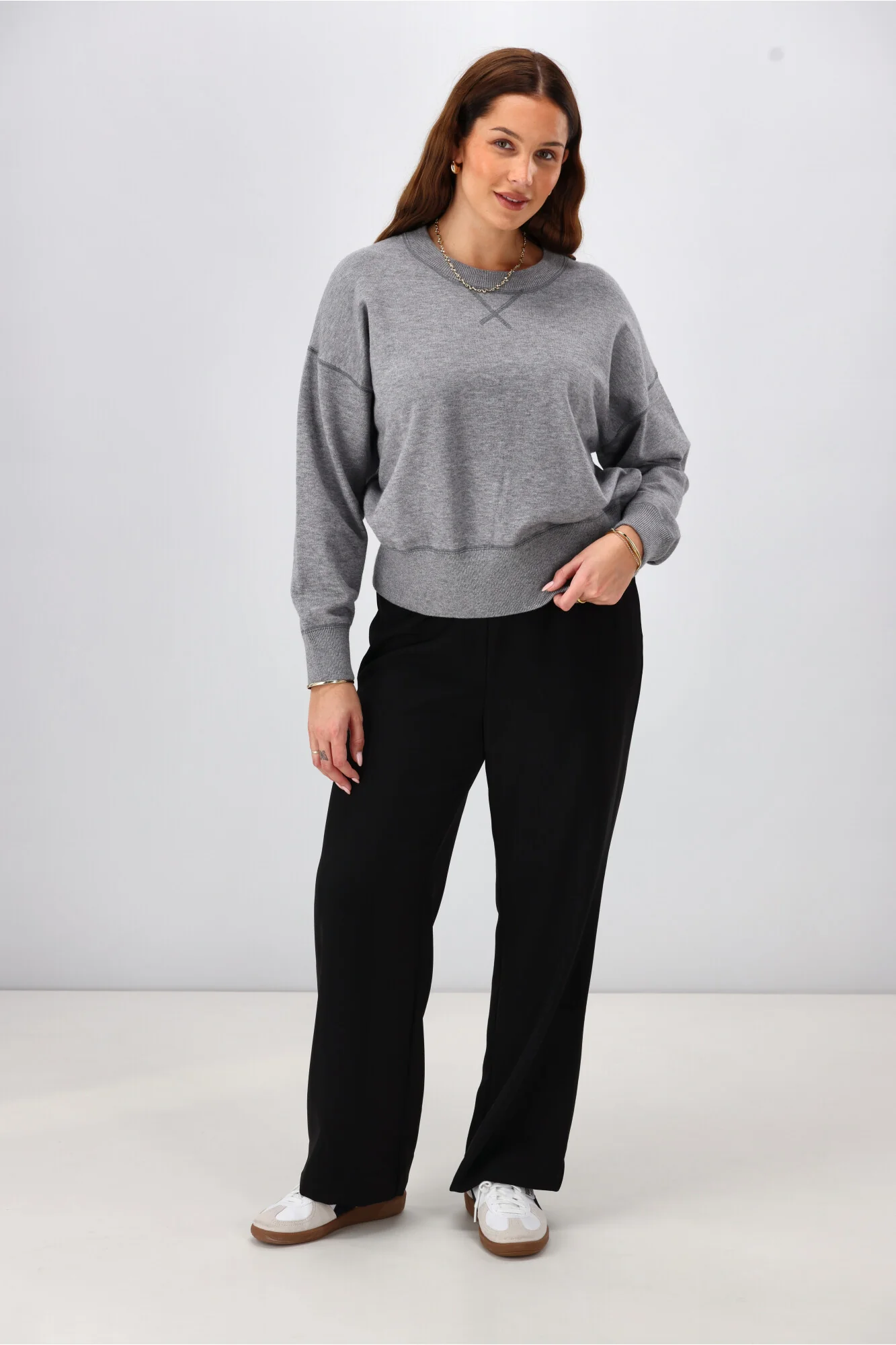 Shine On Label Melly Knit Sweater Grey Marle - Image 3
