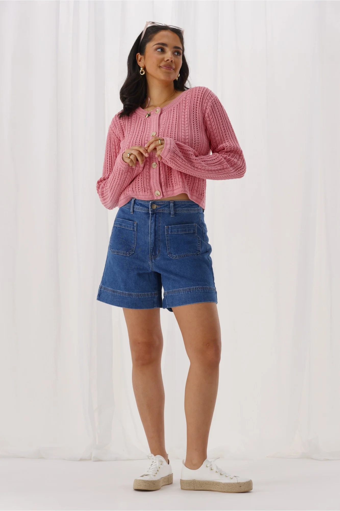 Shine On Label Mels Denim Patch Pocket Short Washed Blue - Image 6