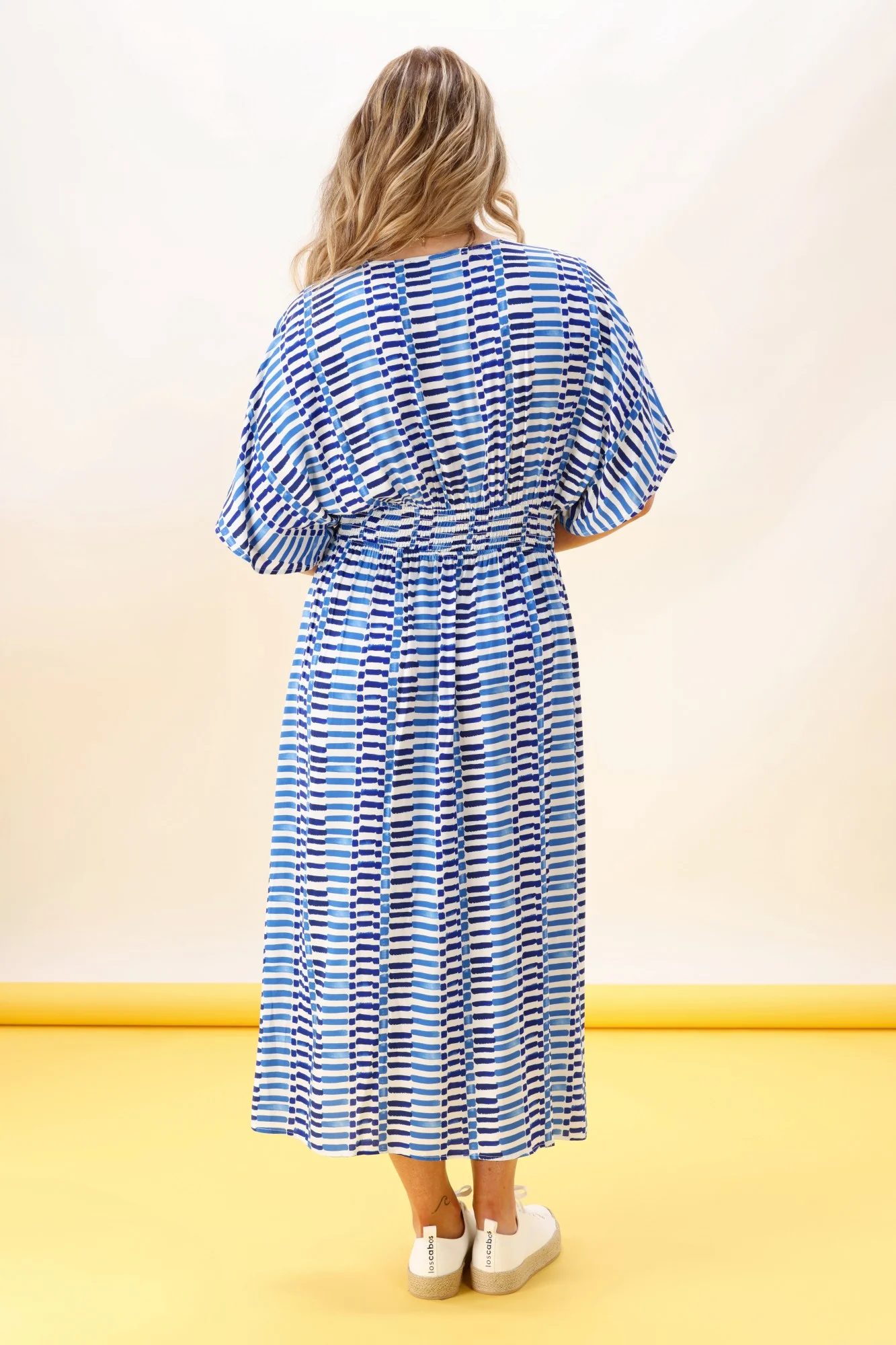 Shine On Label Morgan Kimono Dress Blue Line Print - Image 7