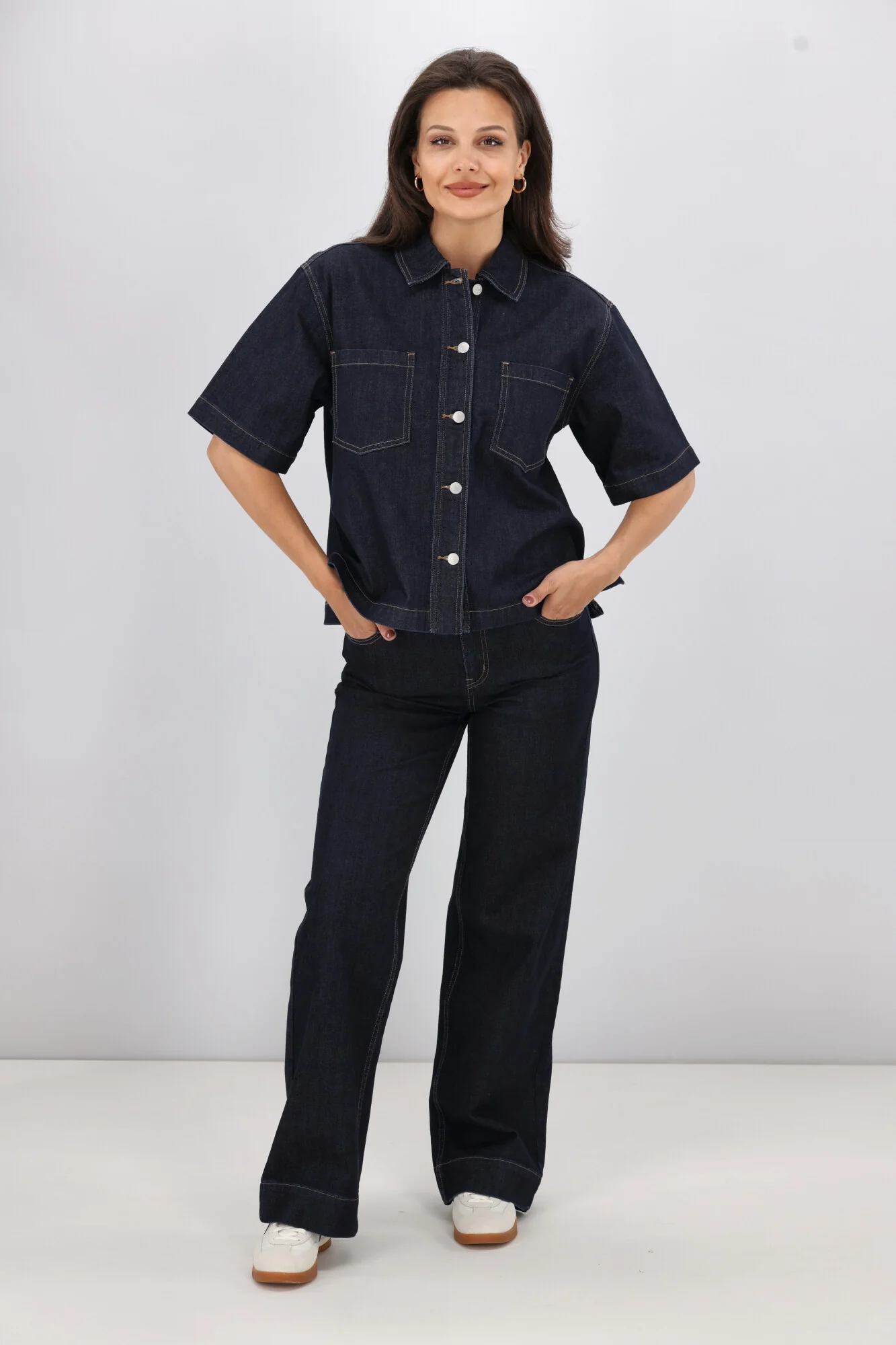 Shine On Label Nolan Short Sleeve Denim Shacket Indigo - Image 5