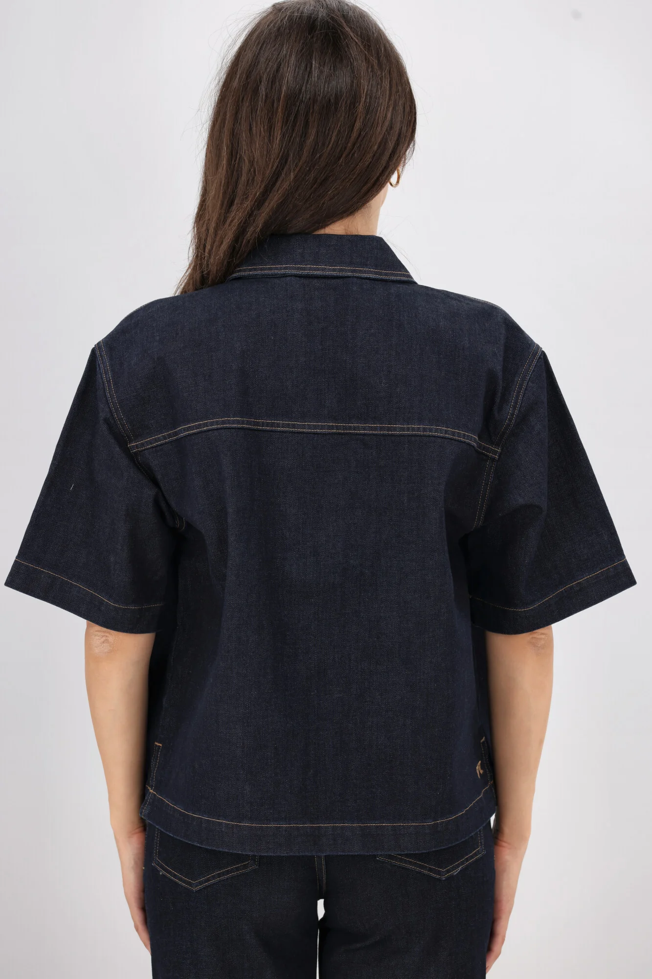 Shine On Label Nolan Short Sleeve Denim Shacket Indigo - Image 6