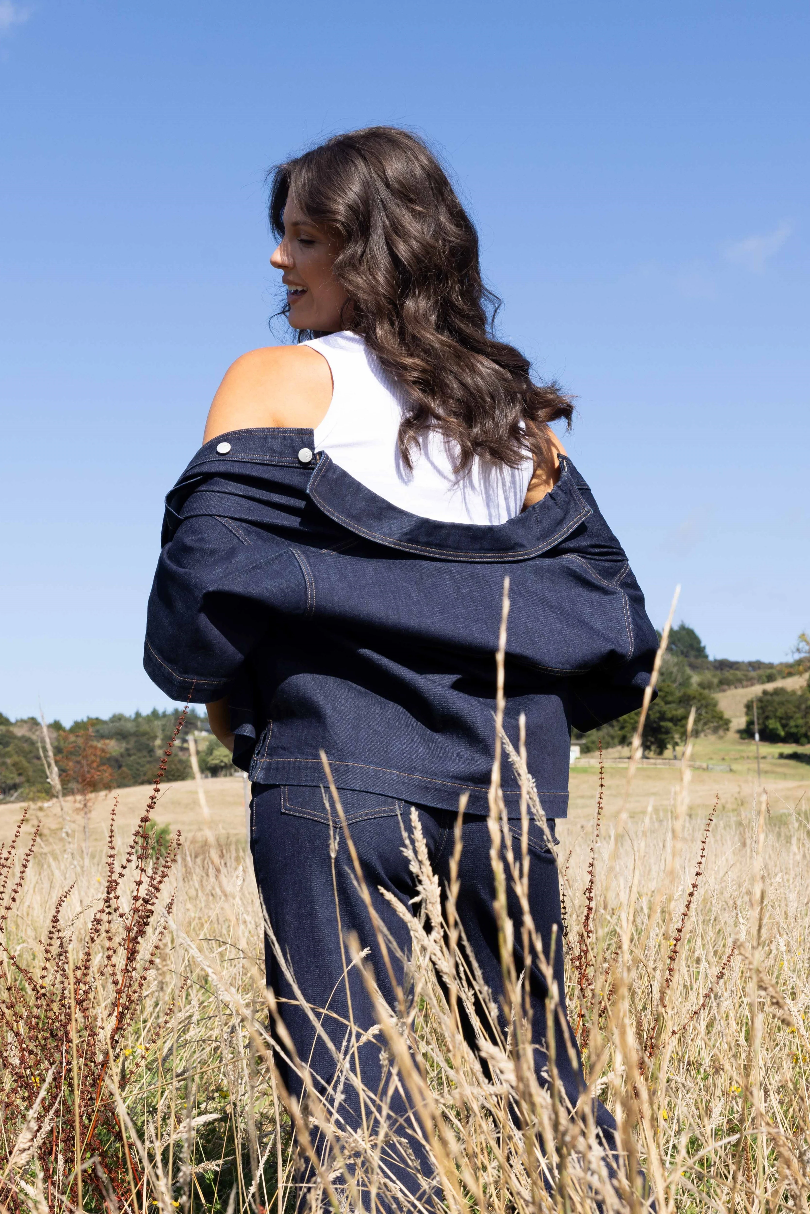 Shine On Label Nolan Short Sleeve Denim Shacket Indigo - Image 7